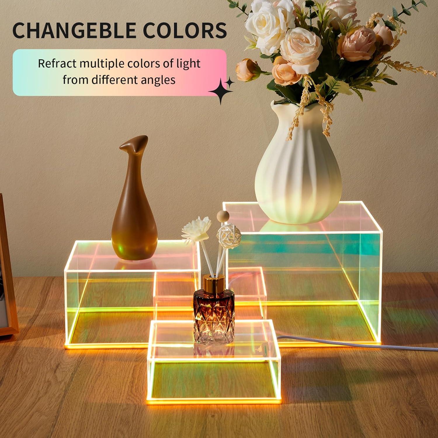 Juego de 3 Soportes Acrílicos con Luz LED Jolboldy