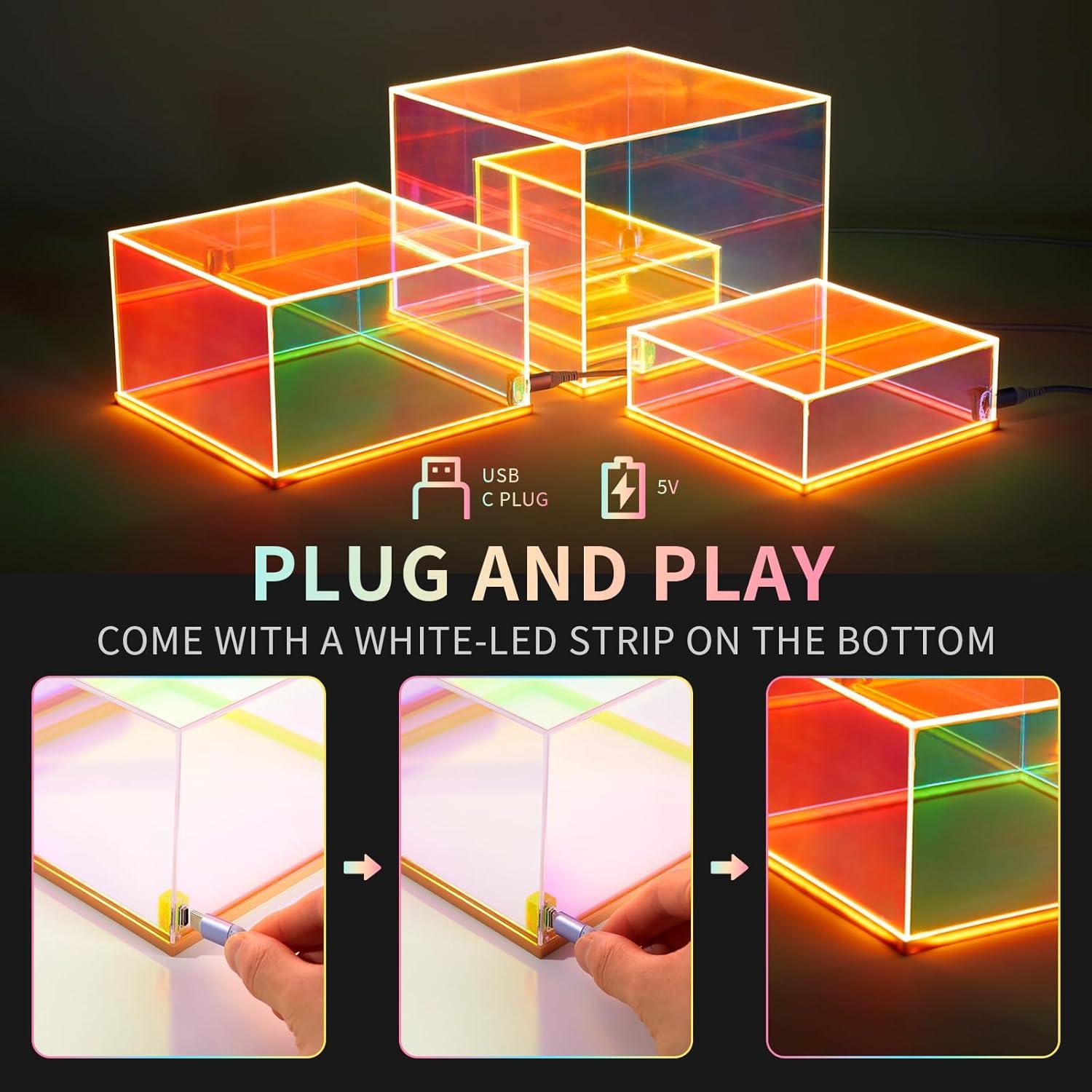 Juego de 3 Soportes Acrílicos con Luz LED Jolboldy