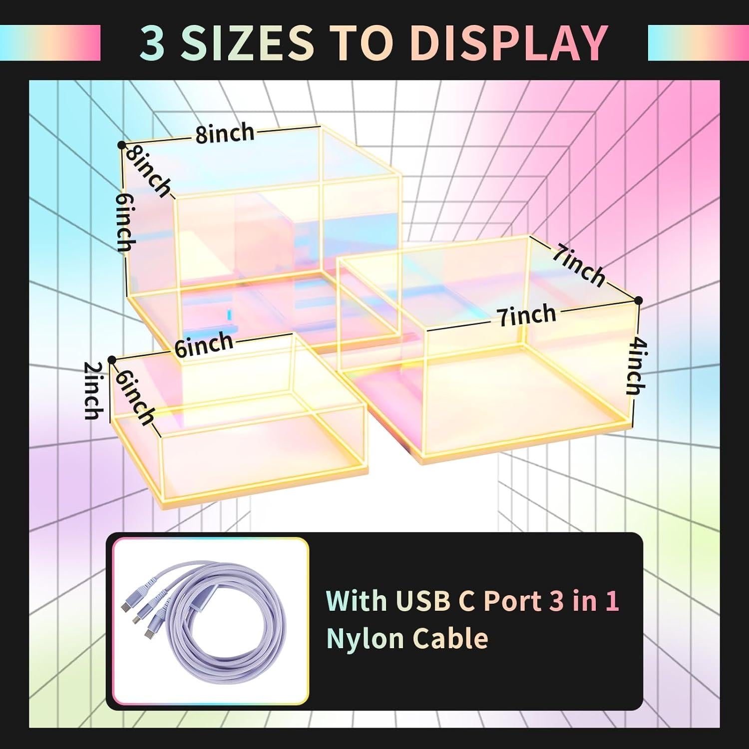 Juego de 3 Soportes Acrílicos con Luz LED Jolboldy