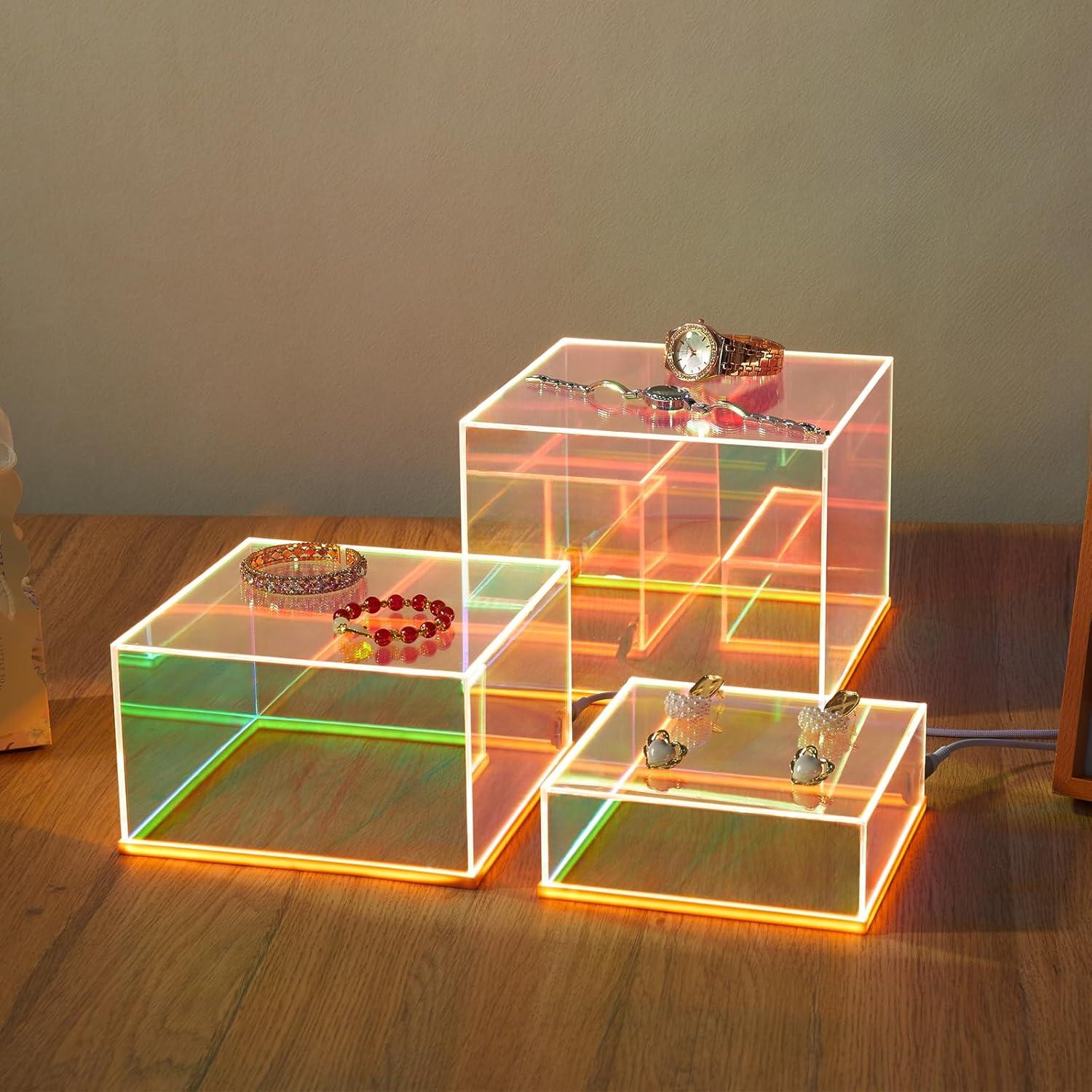 Juego de 3 Soportes Acrílicos con Luz LED Jolboldy