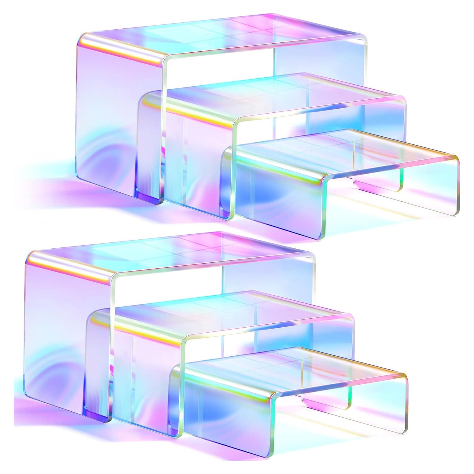 Queekay 6 Soportes Acrílicos Arcoíris 3 Niveles para Exhibición