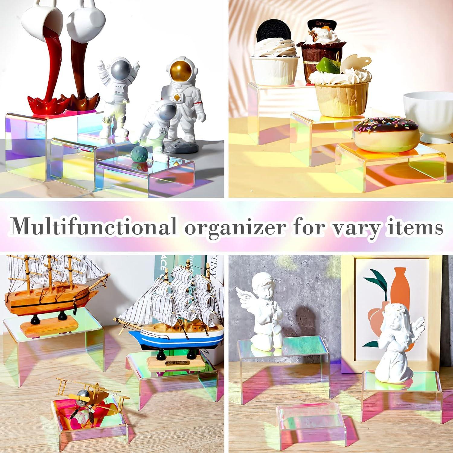 Queekay 6 Soportes Acrílicos Arcoíris 3 Niveles para Exhibición