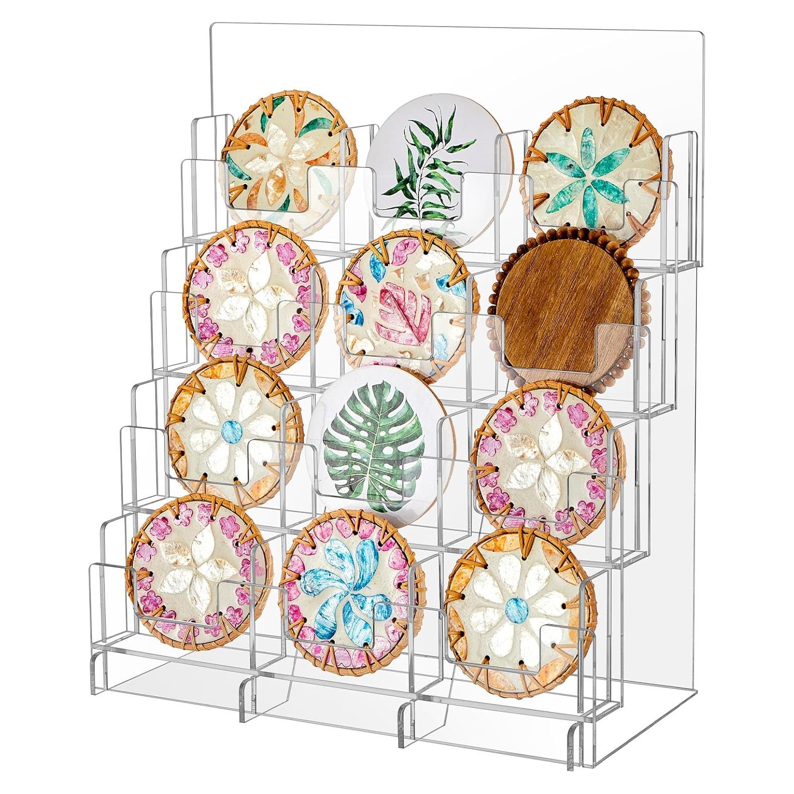 Soporte Acrílico para Stickers de 12 Bolsillos 34.3x17.8cm Yuntau