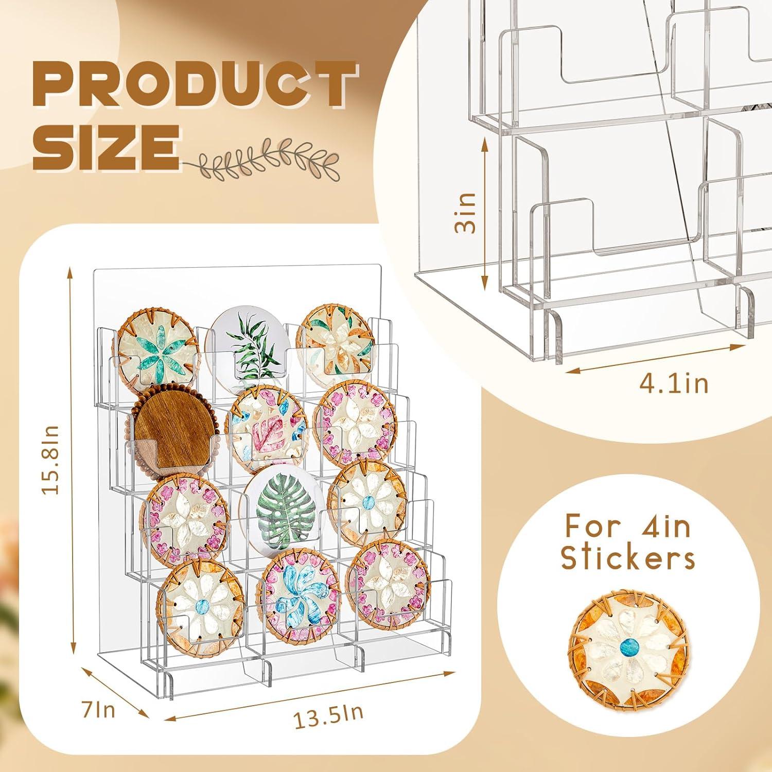 Soporte Acrílico para Stickers de 12 Bolsillos 34.3x17.8cm Yuntau