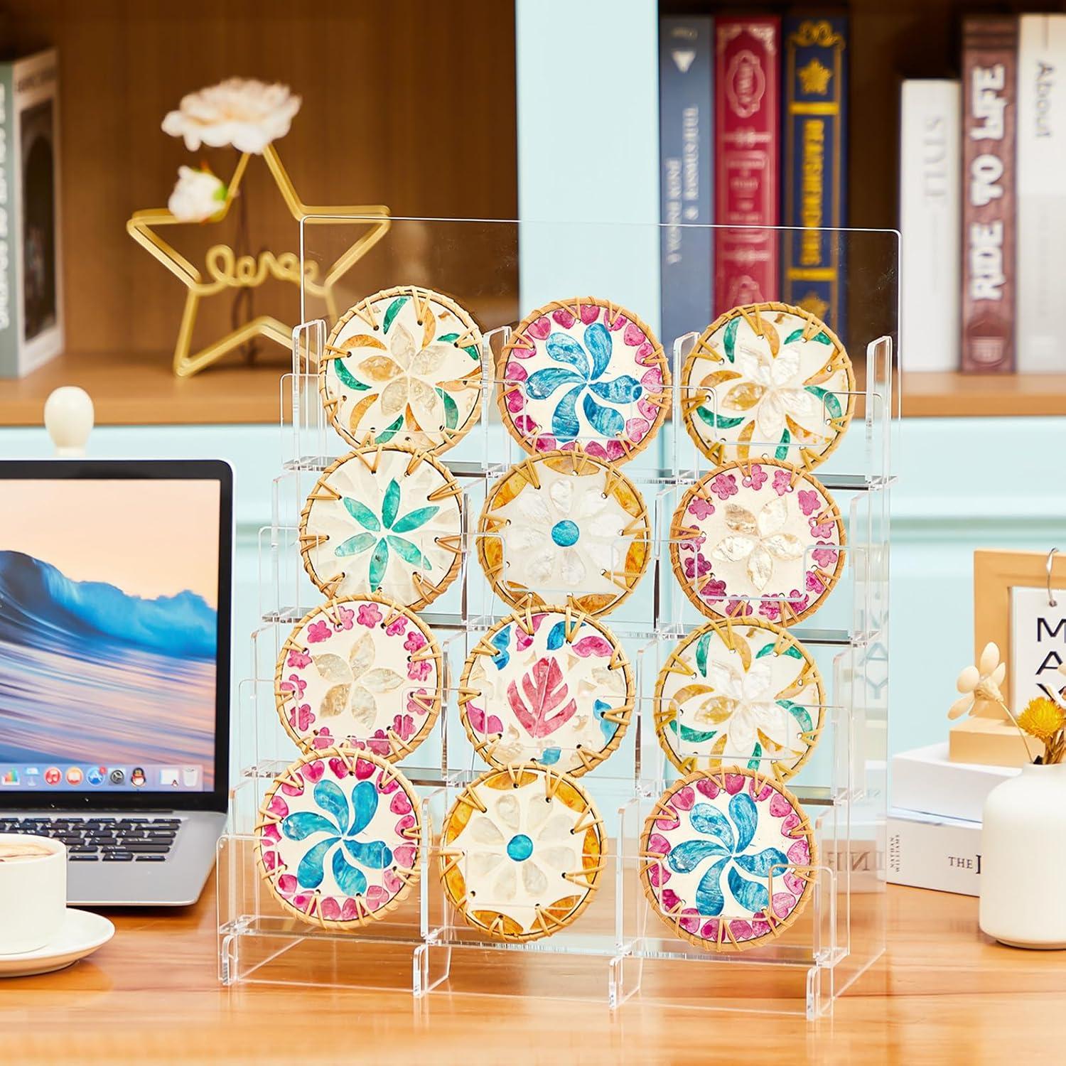 Soporte Acrílico para Stickers de 12 Bolsillos 34.3x17.8cm Yuntau