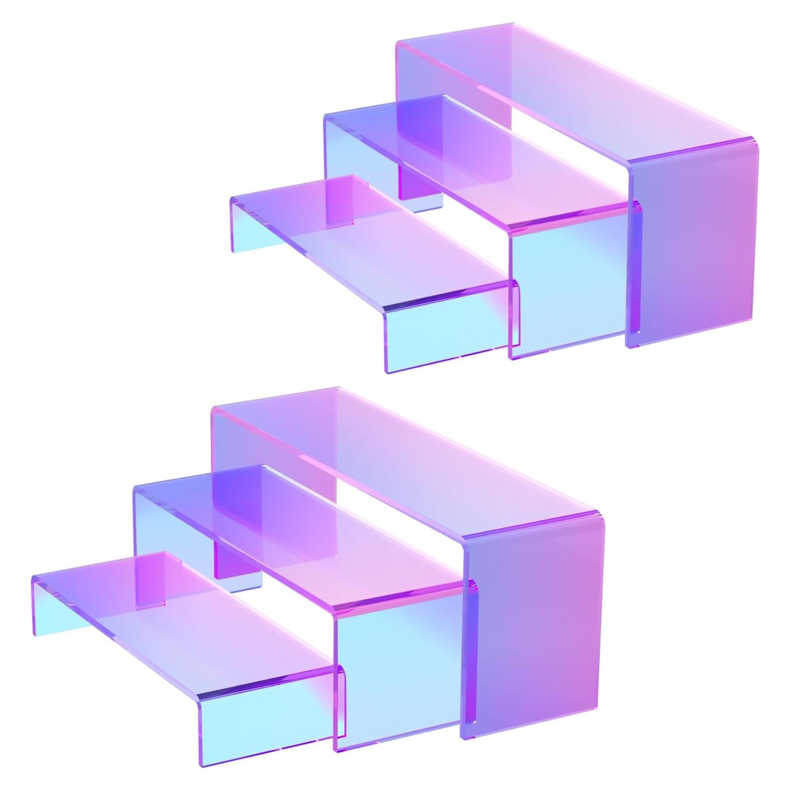 Soportes Acrílicos Iridiscentes 6 Pcs para Exhibición de Postres