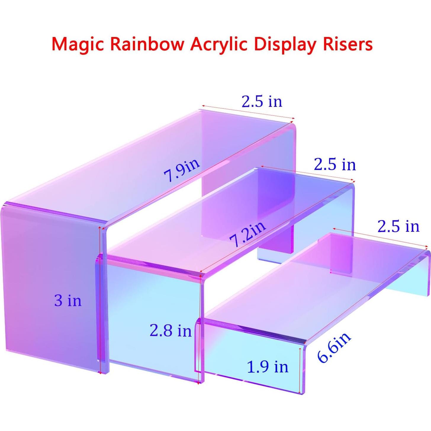Soportes Acrílicos Iridiscentes 6 Pcs para Exhibición de Postres