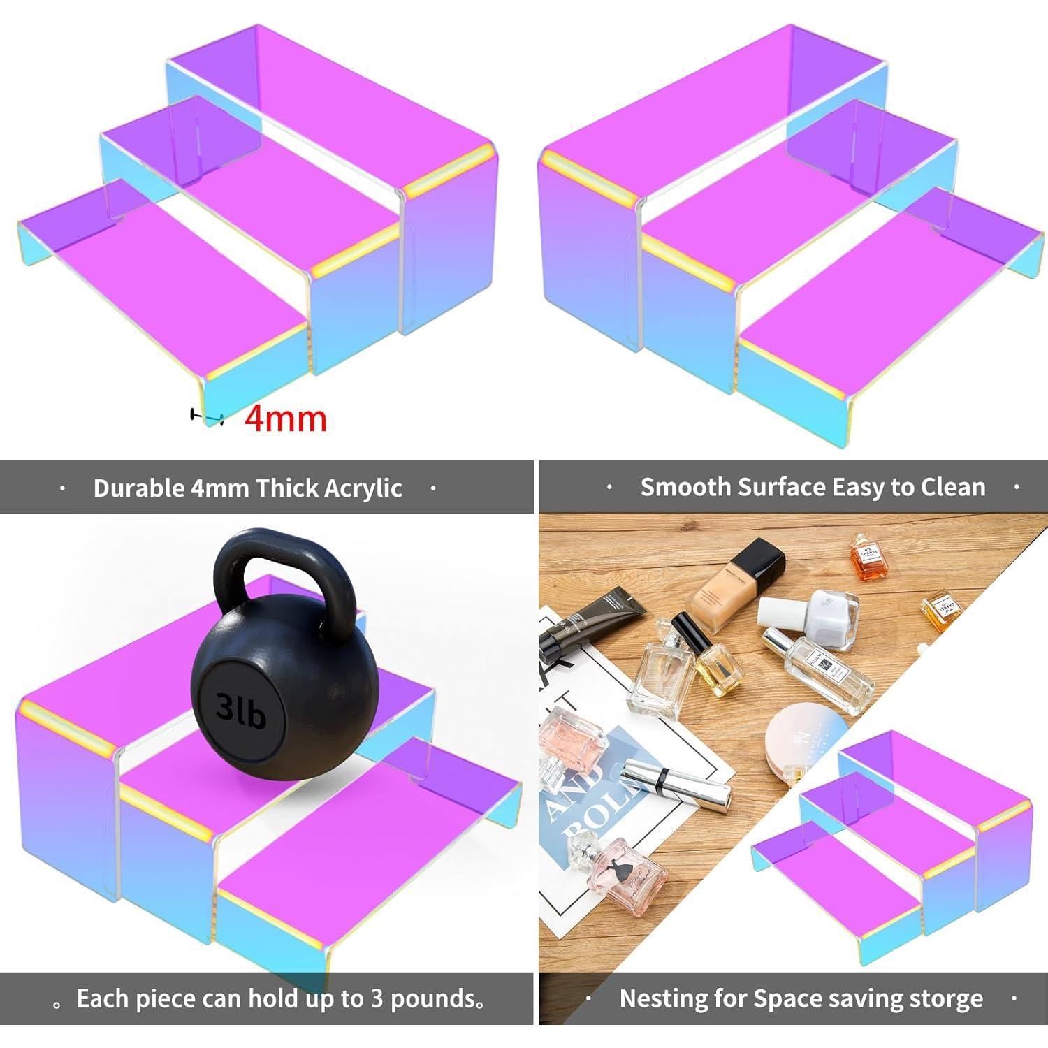 Soportes Acrílicos Iridiscentes 6 Pcs para Exhibición de Postres