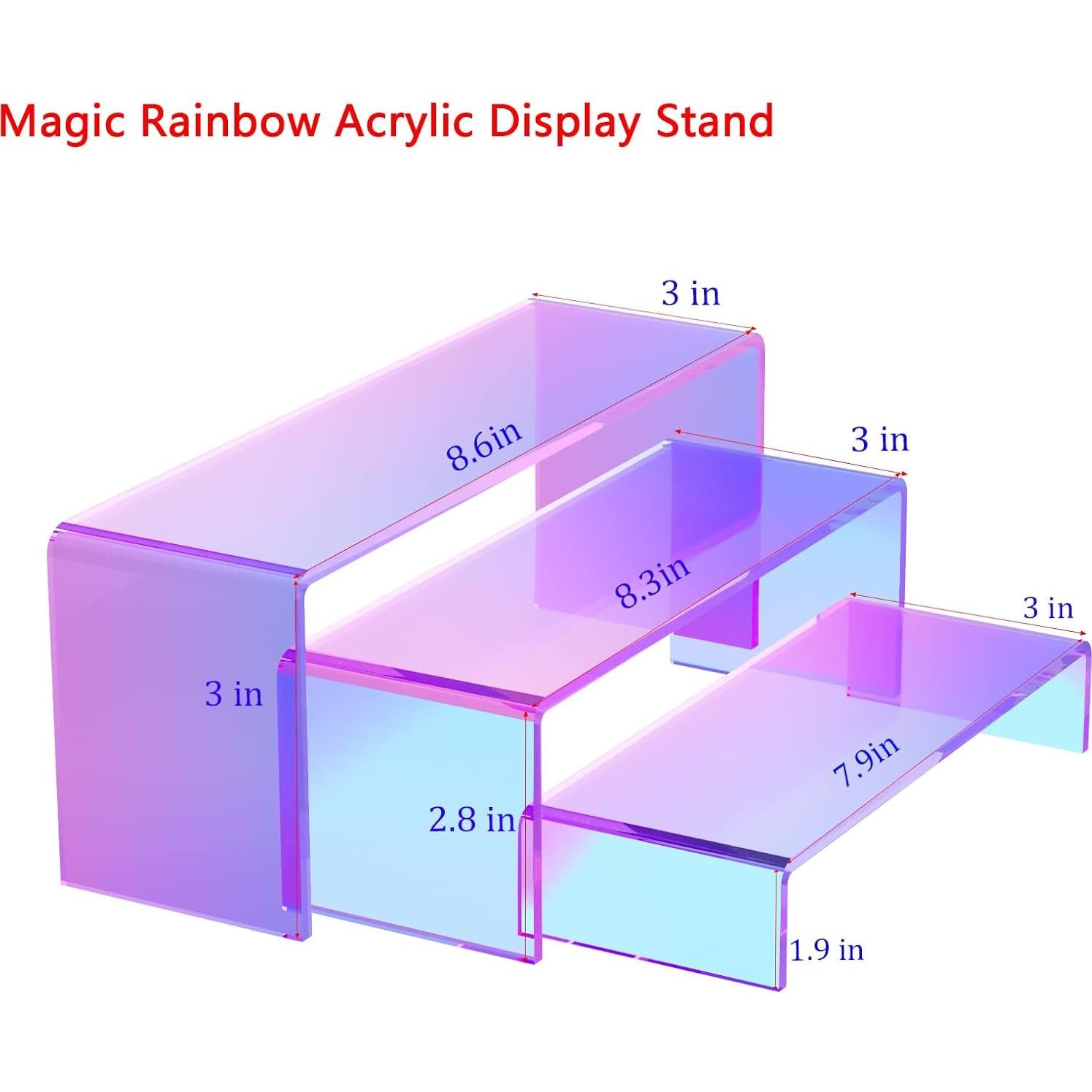 3 Pcs Soportes de Exhibición Acrílico Iridiscente WEITELAI