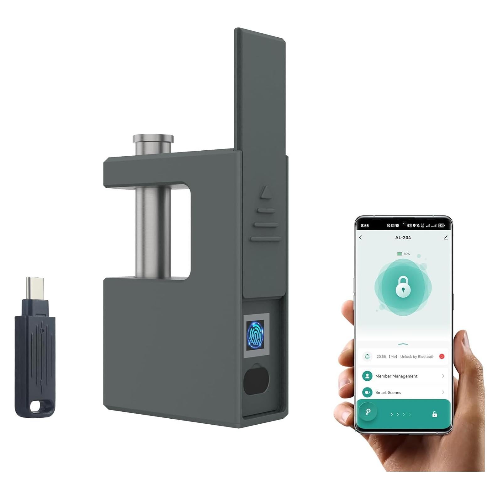 Candado Biométrico KENRONE D-Shape con App Tuya y Huella Digital