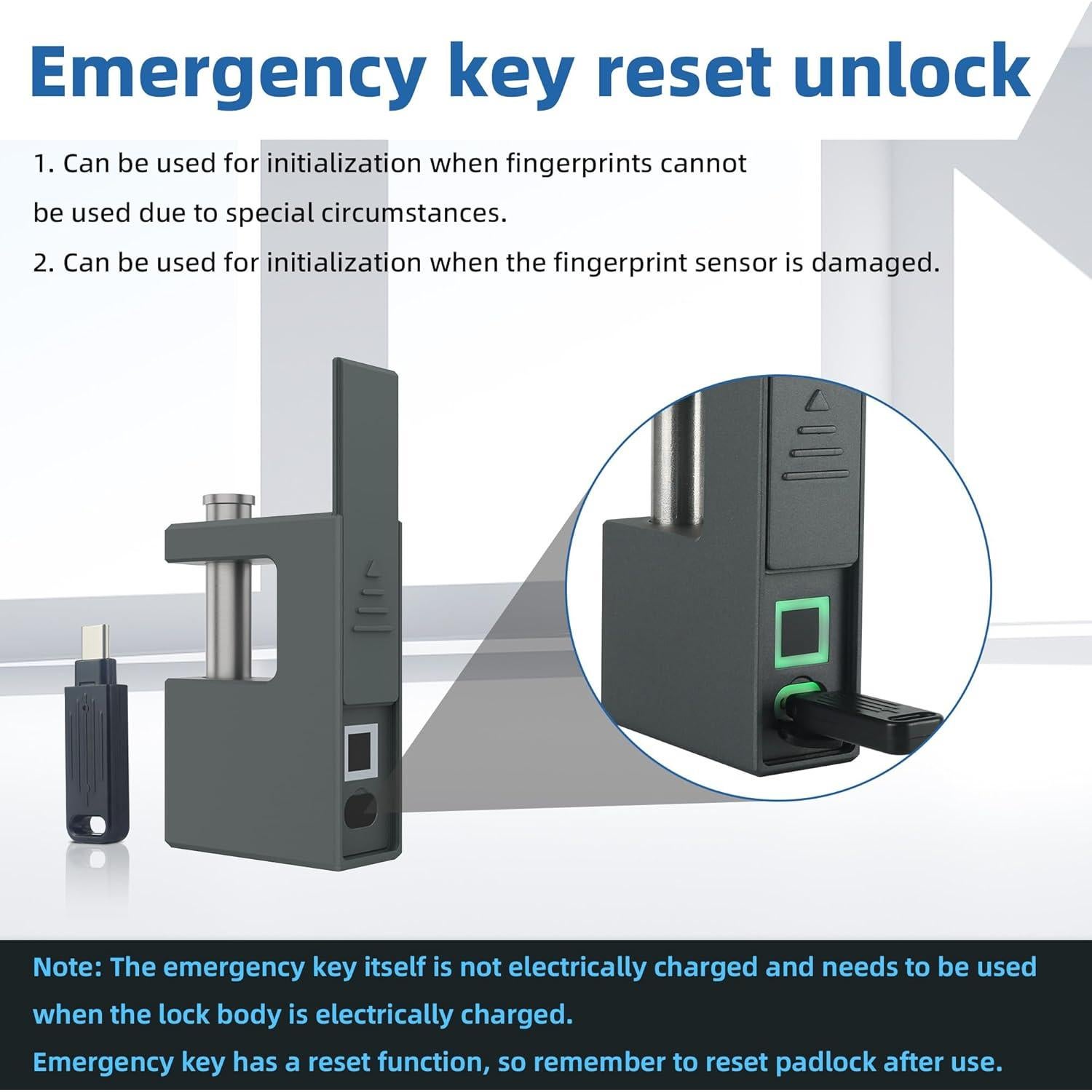 Candado Biométrico KENRONE D-Shape con App Tuya y Huella Digital