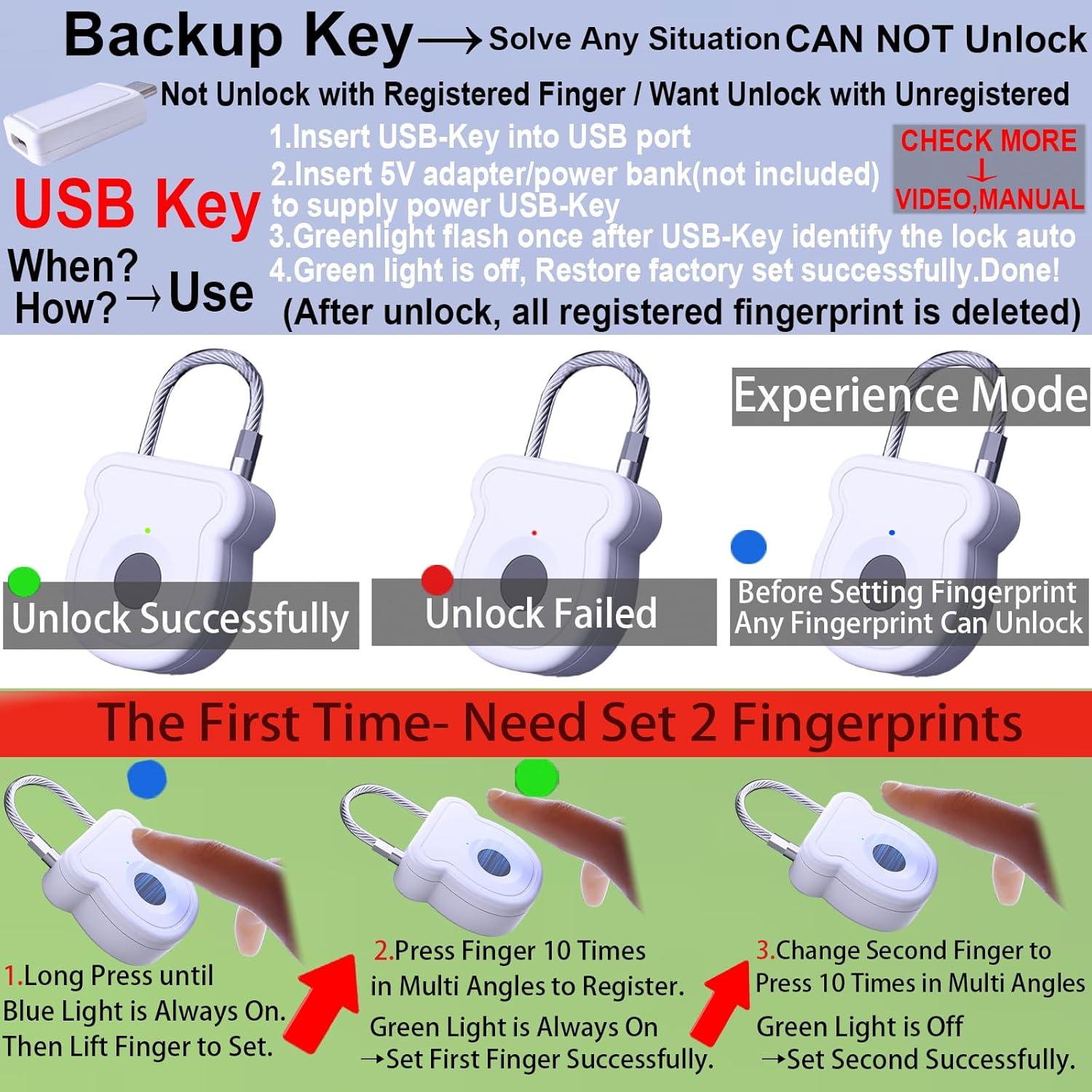 Candado Biométrico de Huella Dactilar Bstsilver para Gimnasio