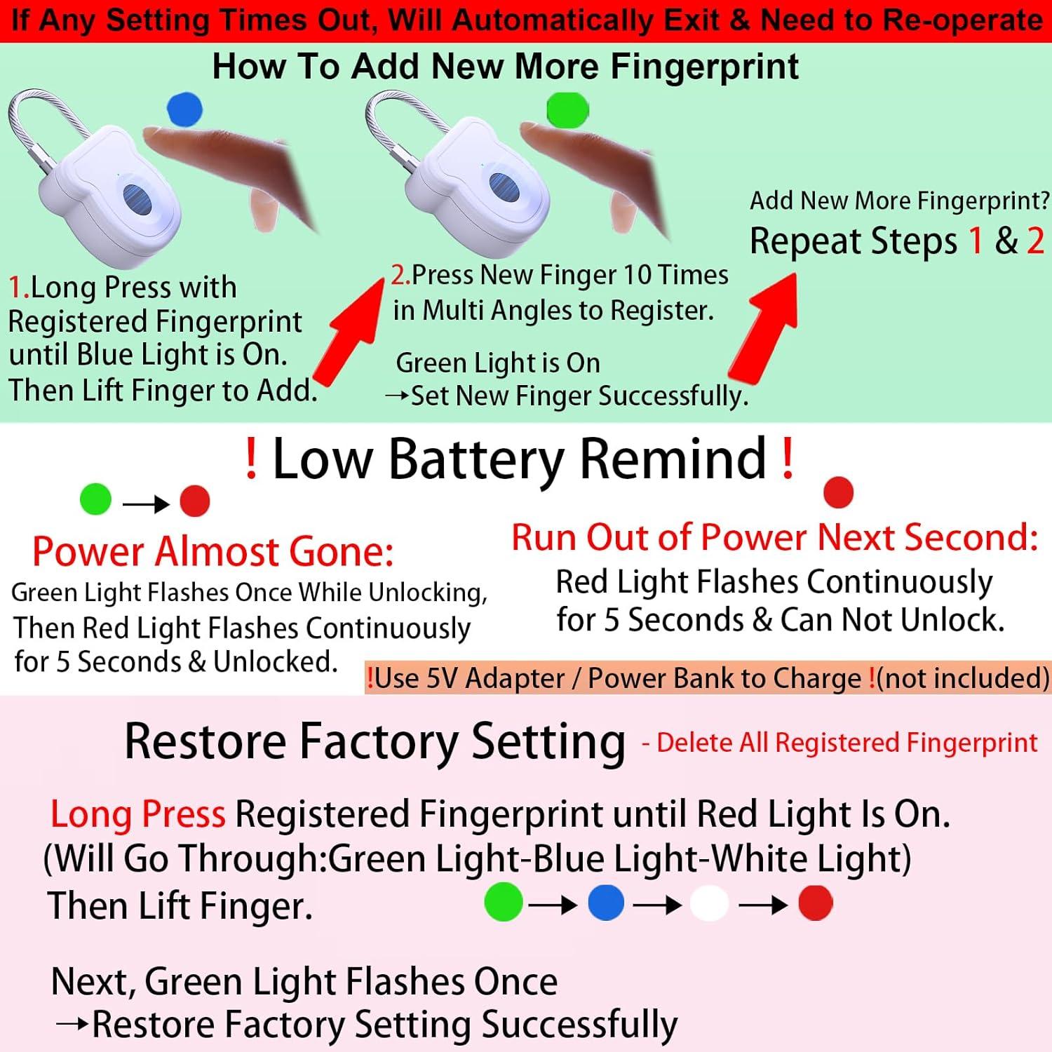 Candado Biométrico de Huella Dactilar Bstsilver para Gimnasio