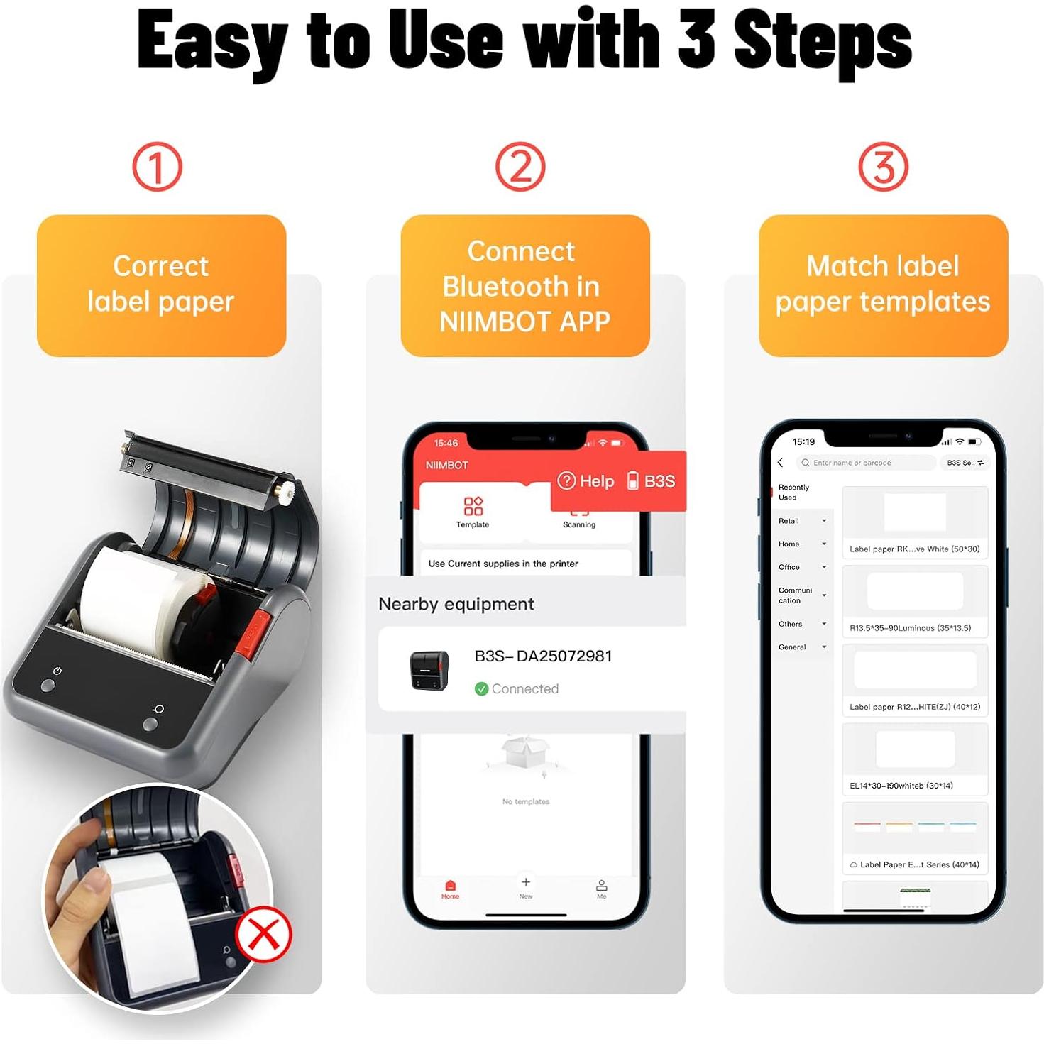 Impresora Térmica de Etiquetas NIIMBOT B3S Portátil 3"