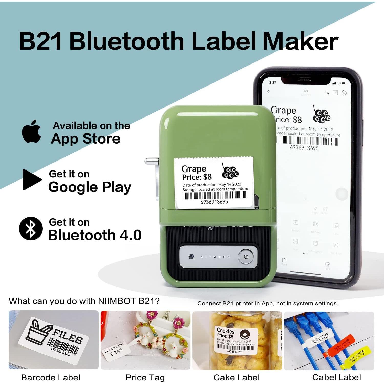 Impresora de Etiquetas Térmica Portátil Niimbot B21 Bluetooth Verde