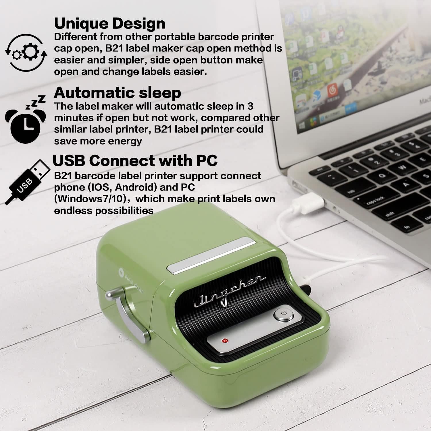 Impresora de Etiquetas Térmica Portátil Niimbot B21 Bluetooth Verde
