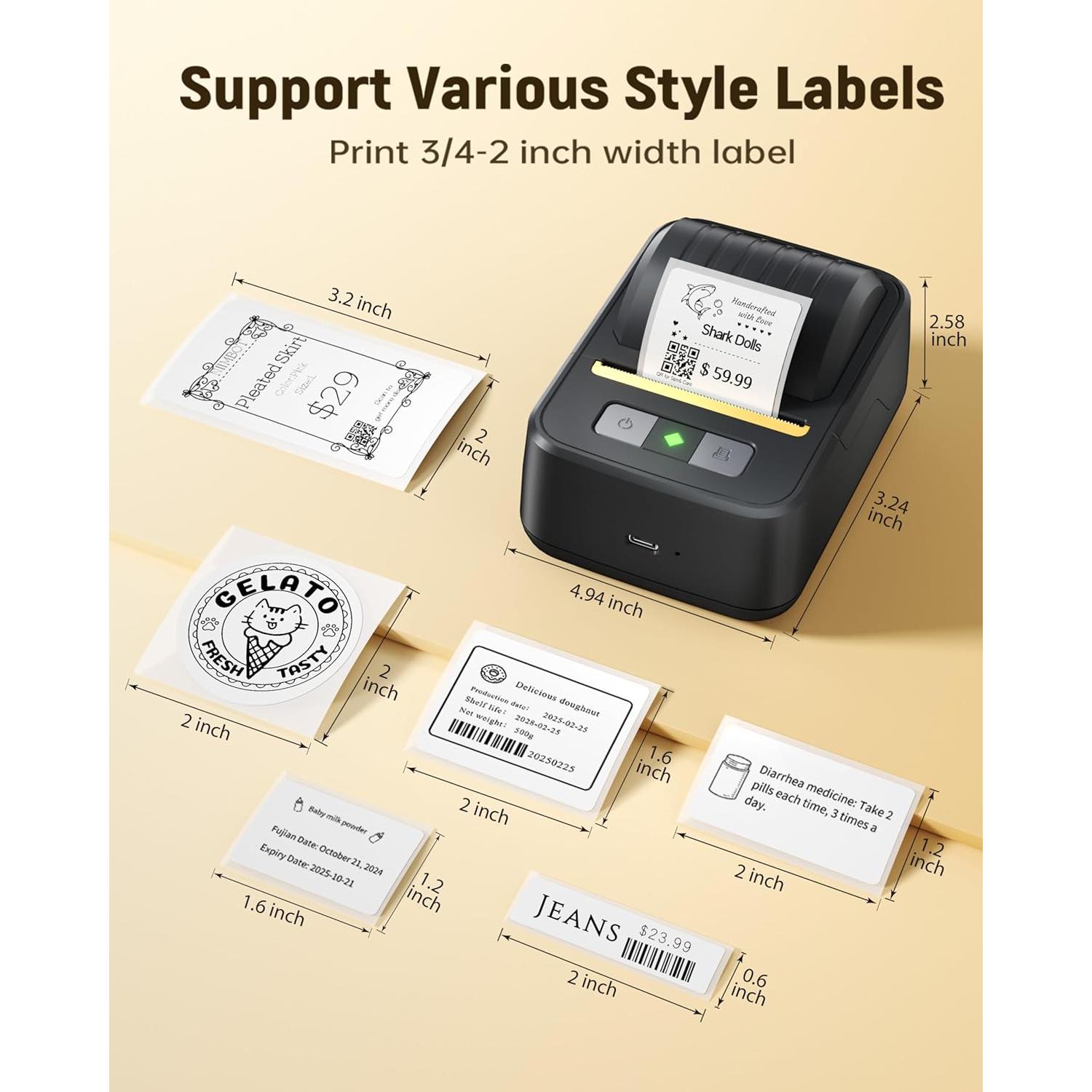 Impresora de Etiquetas Bluetooth NADAIIN N20 Portátil 5.1cm