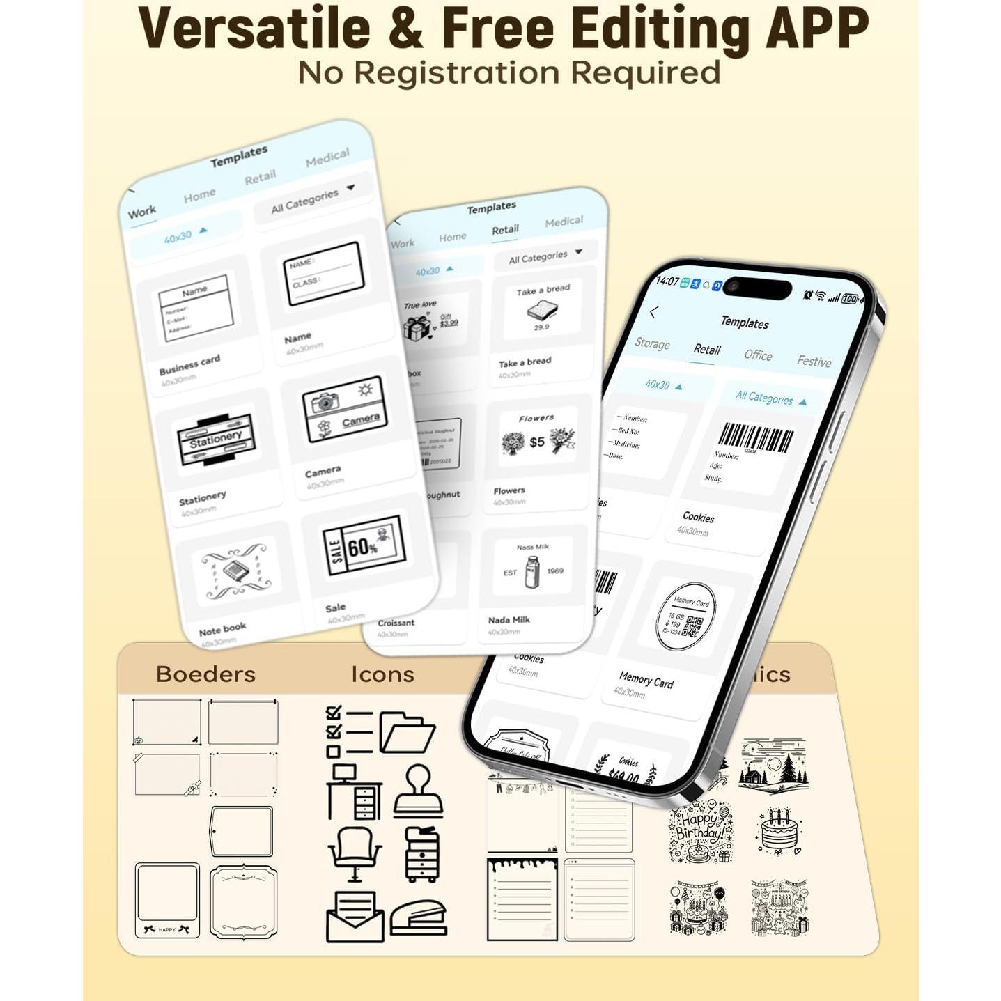 Impresora de Etiquetas Bluetooth NADAIIN N20 Portátil 5.1cm