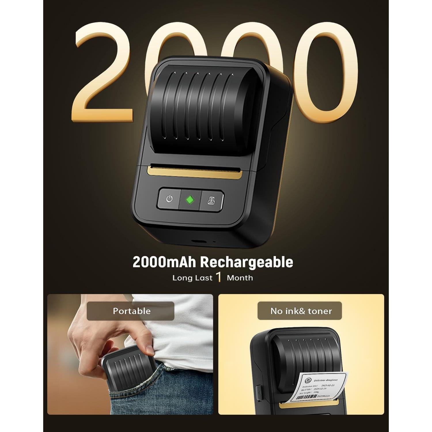 Impresora de Etiquetas Bluetooth NADAIIN N20 Portátil 5.1cm