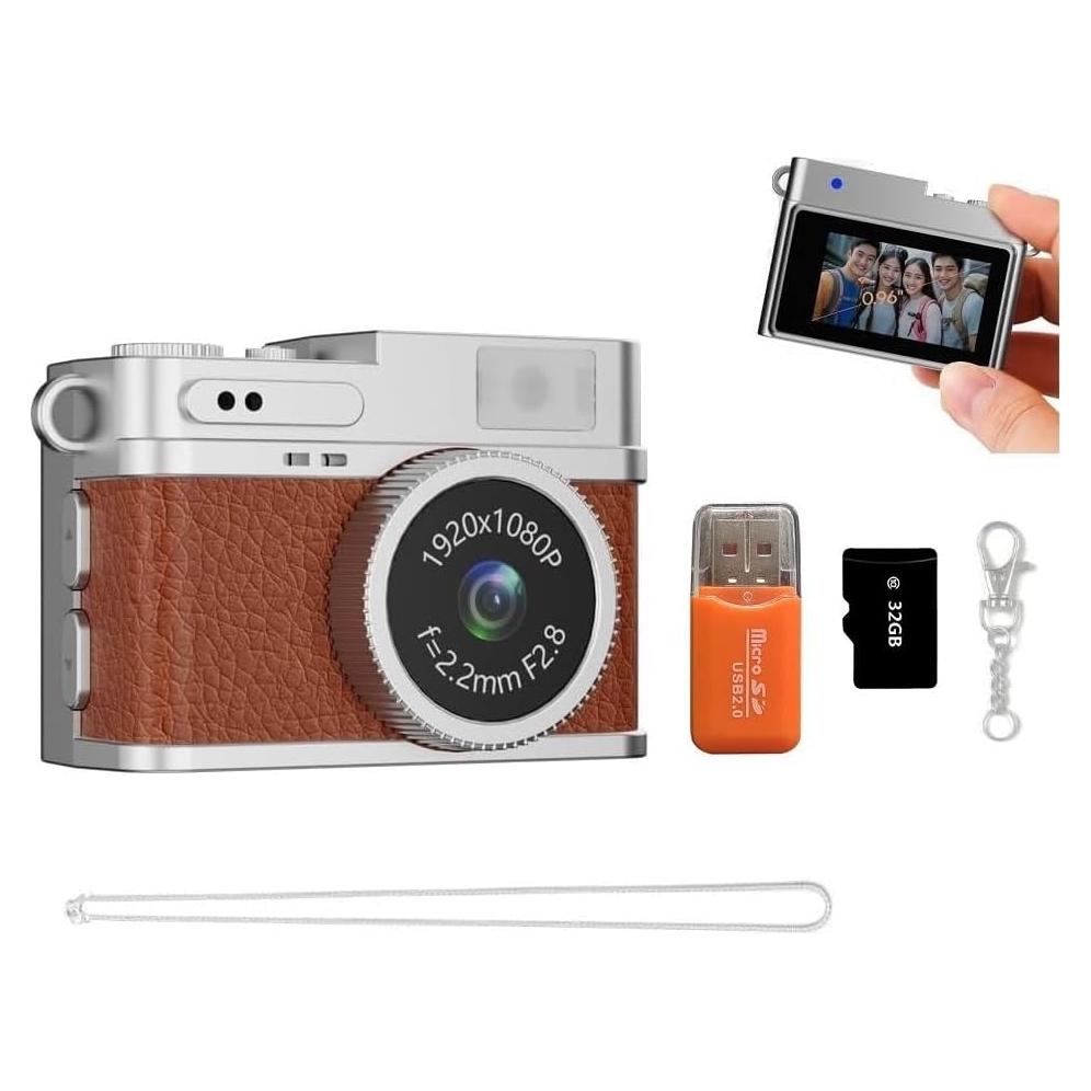 Mini Cámara Digital Retro 1080P Foivtrui con 32GB