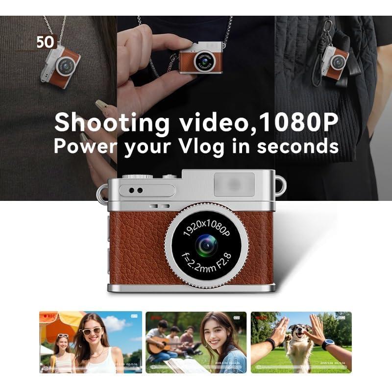 Mini Cámara Digital Retro 1080P Foivtrui con 32GB