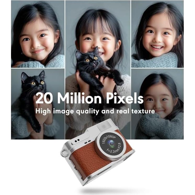 Mini Cámara Digital Retro 1080P Foivtrui con 32GB