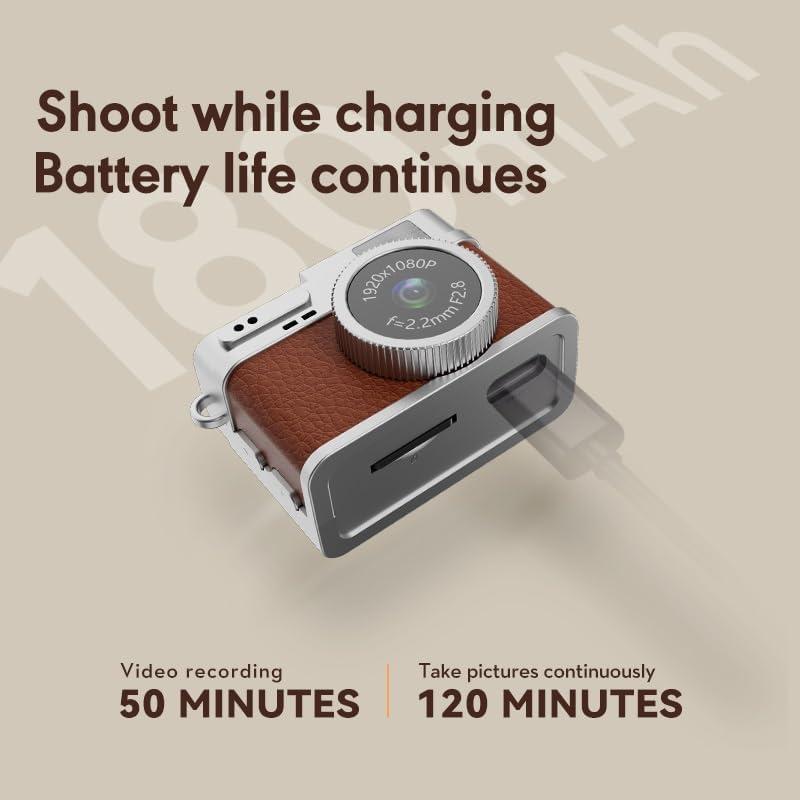Mini Cámara Digital Retro 1080P Foivtrui con 32GB
