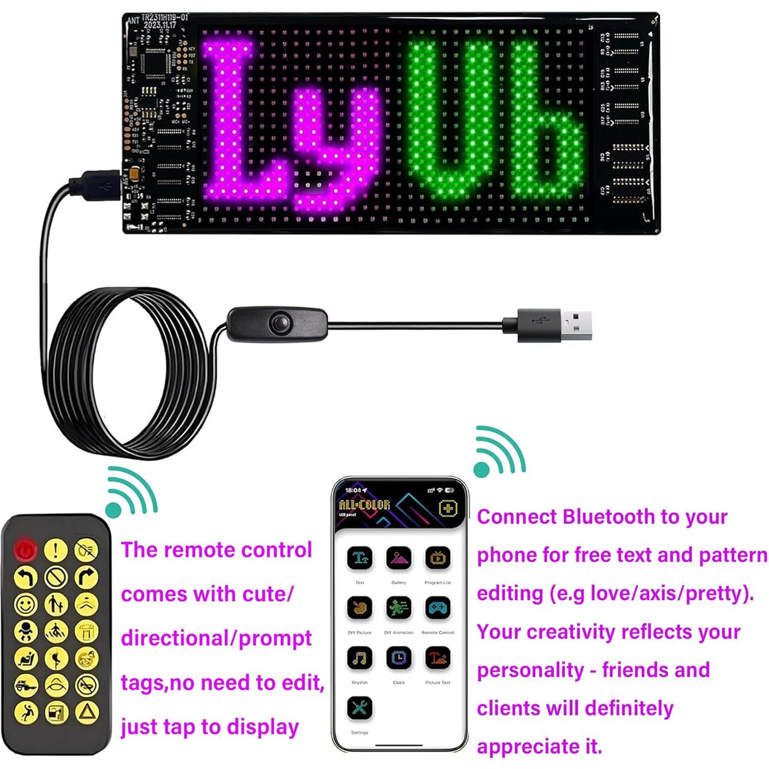 Cartel LED Flexible Meskliu 17.78x7.62cm Control APP Bluetooth