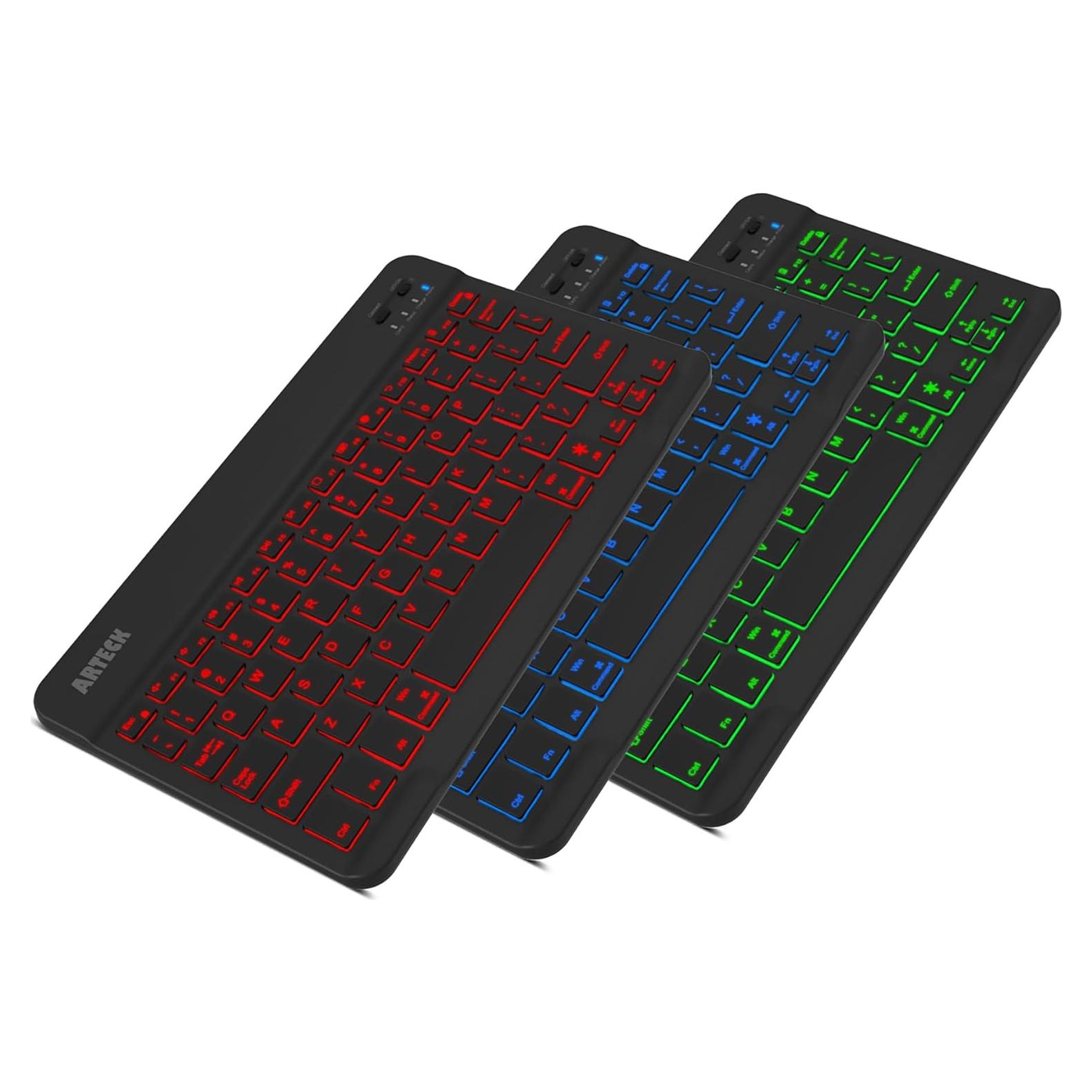 Teclado Inalámbrico Bluetooth Arteck HB030B Retroiluminado 7 Colores
