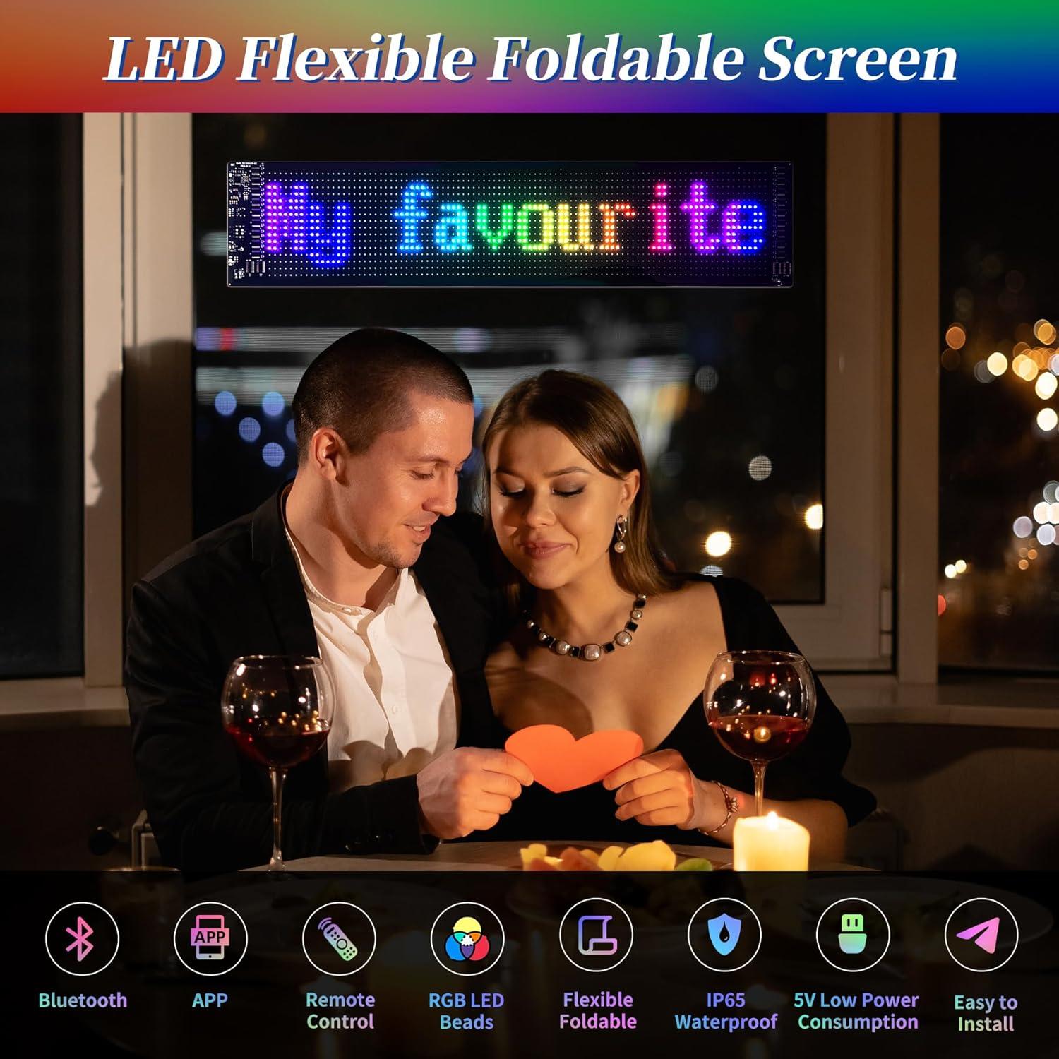 Cartel LED Publicitario Flexible Plikapli 61x13cm Control APP