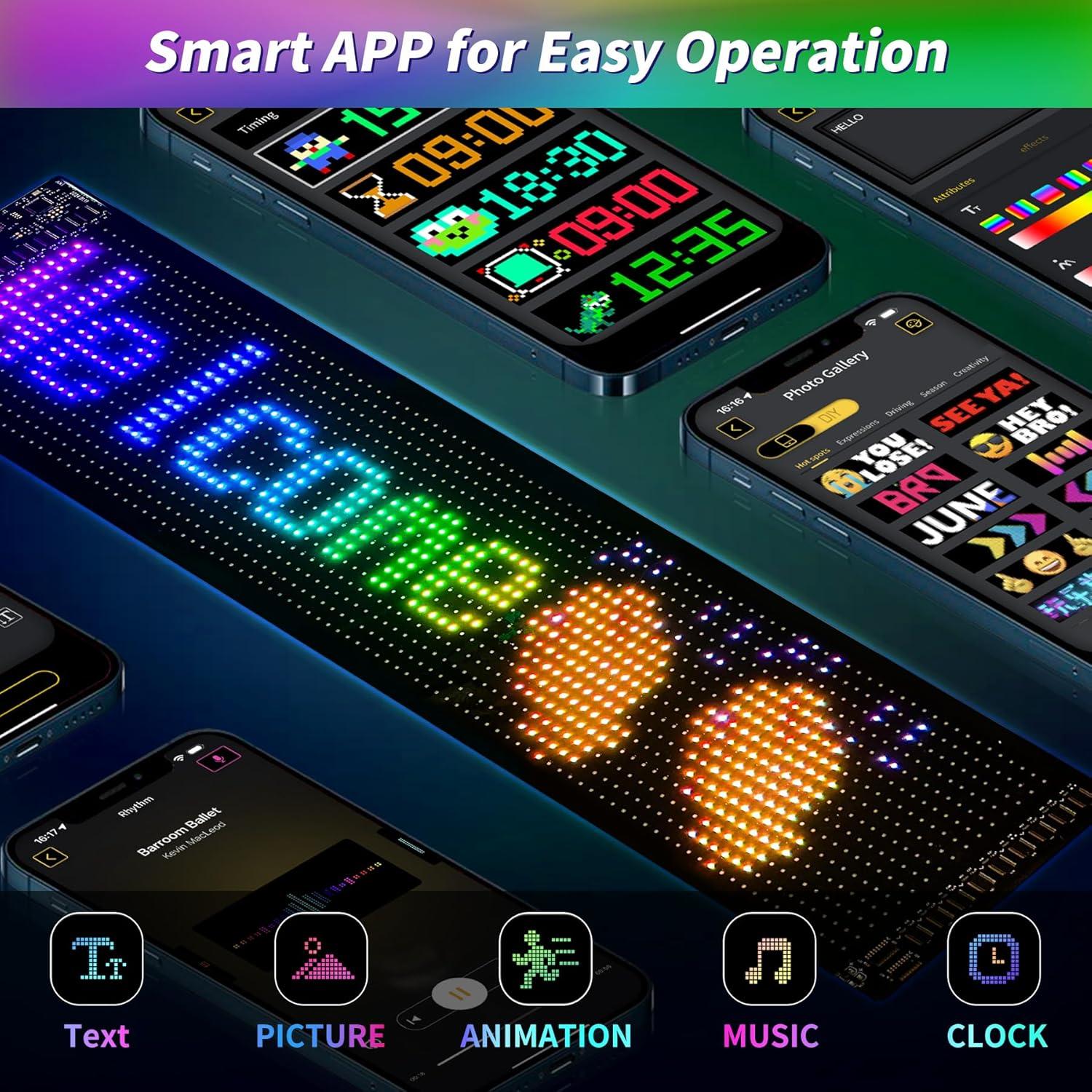 Cartel LED Publicitario Flexible Plikapli 61x13cm Control APP