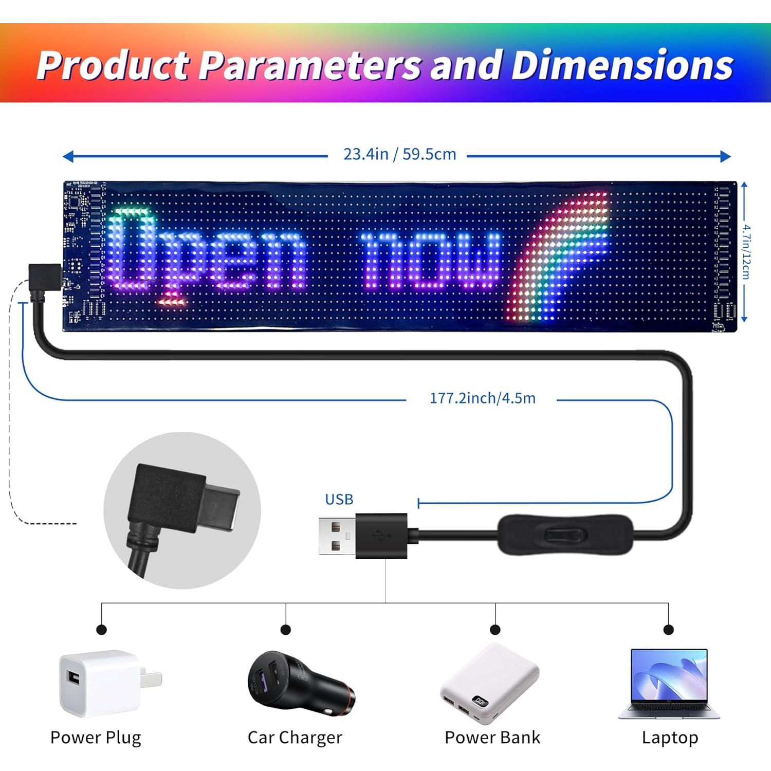 Cartel LED Publicitario Flexible Plikapli 61x13cm Control APP