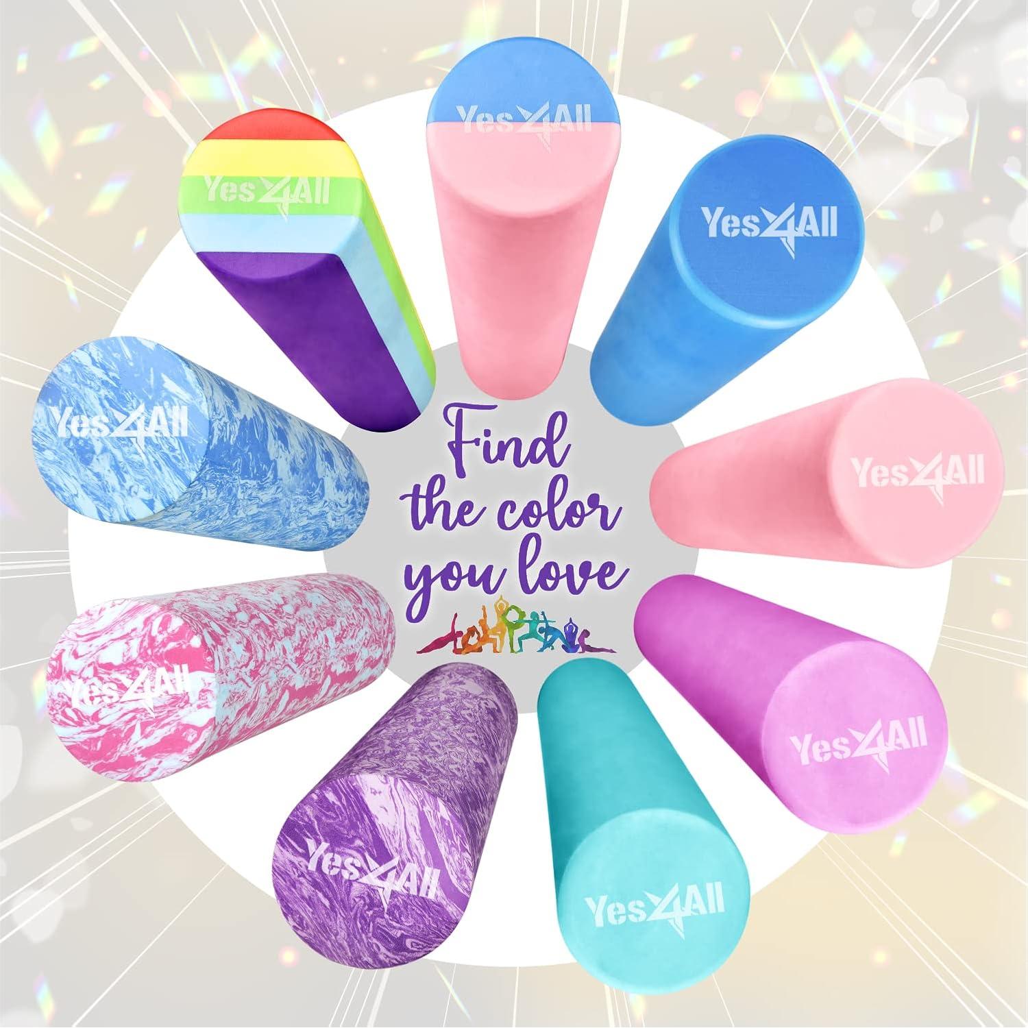 Rodillo de Espuma EVA Yes4All 46 cm Arcoíris Suave para Yoga