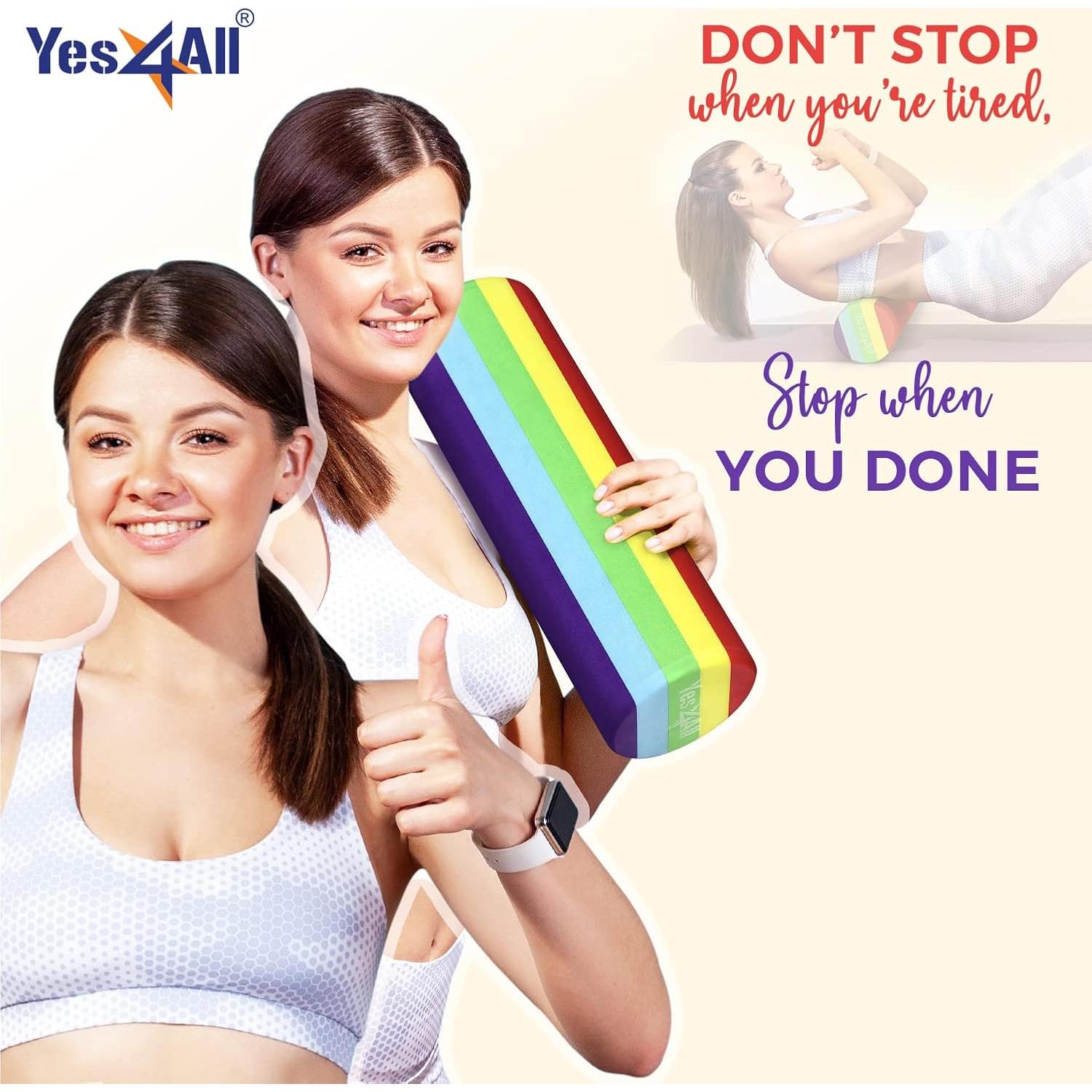 Rodillo de Espuma EVA Yes4All 46 cm Arcoíris Suave para Yoga