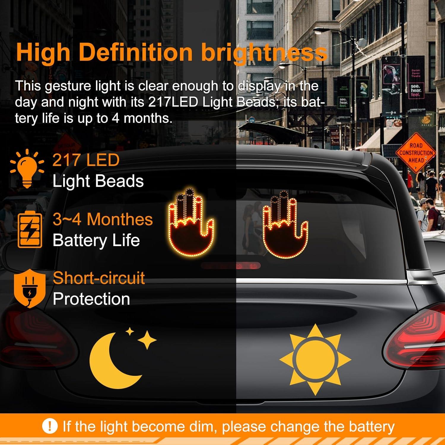 Luz de Gestos de Mano Qeeanmo LED para Auto Naranja 3 Modos