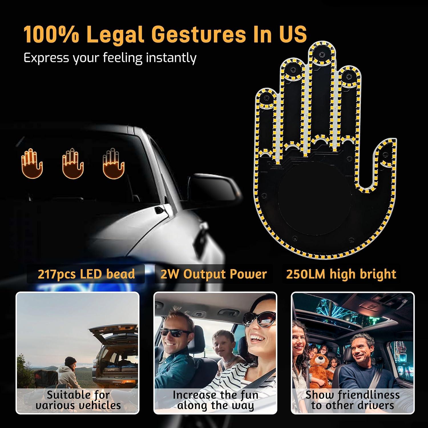 Luz de Gestos de Mano Qeeanmo LED para Auto Naranja 3 Modos