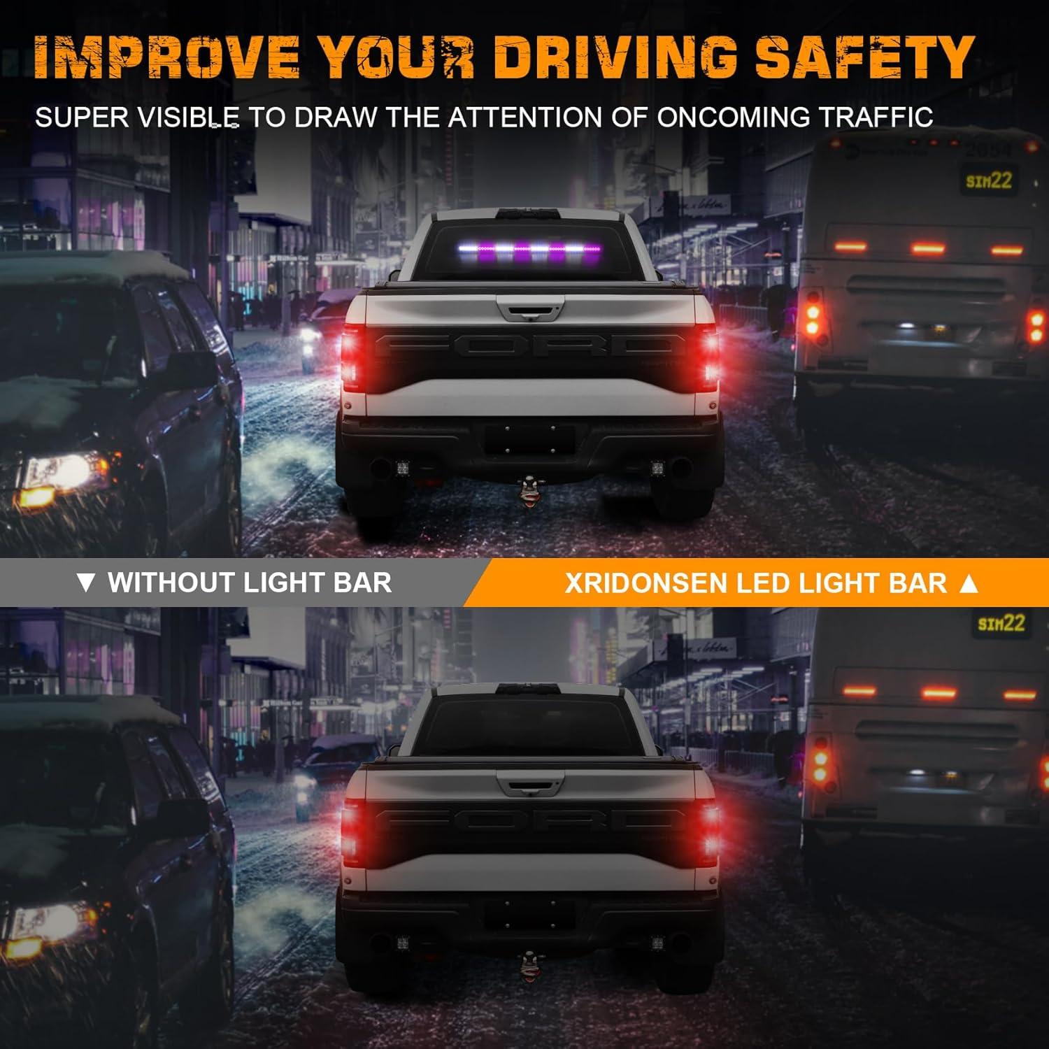 Barra de Luz de Advertencia LED XRIDONSEN 89 cm Morado Blanco 48 LEDs