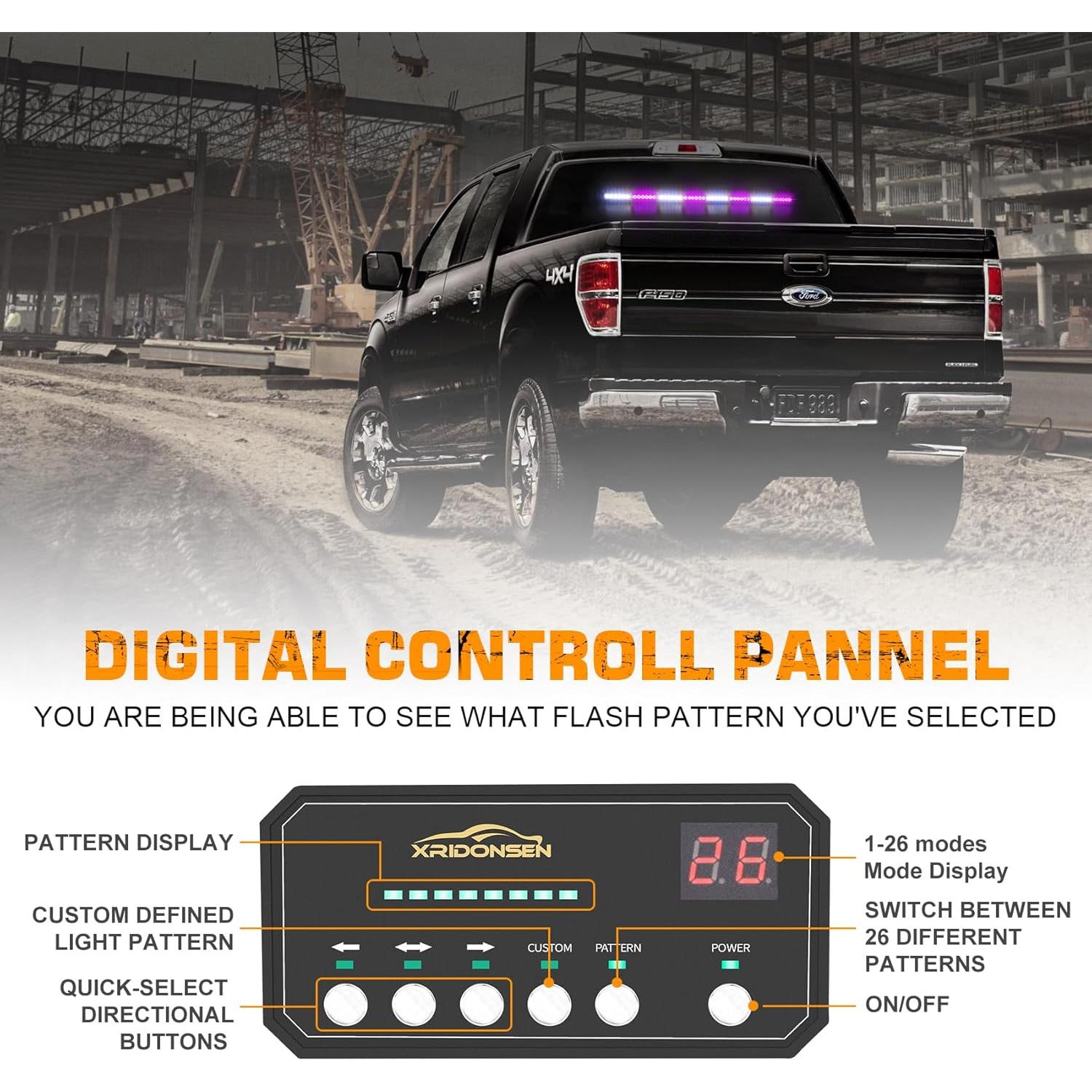 Barra de Luz de Advertencia LED XRIDONSEN 89 cm Morado Blanco 48 LEDs