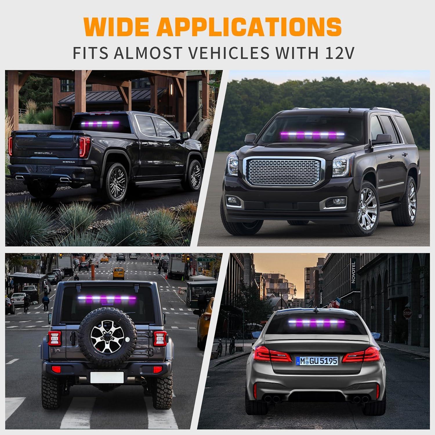 Barra de Luz de Advertencia LED XRIDONSEN 89 cm Morado Blanco 48 LEDs