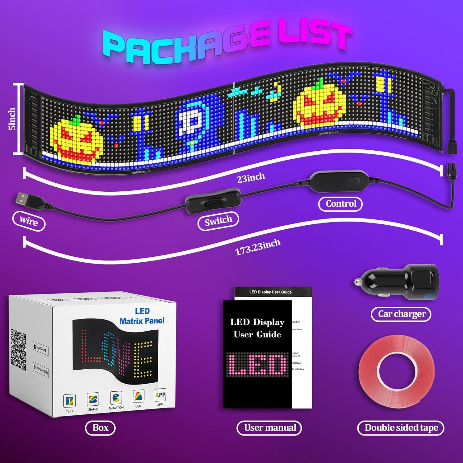 Letrero LED Programable FAHKNS 58.4x12.7cm Bluetooth IP66