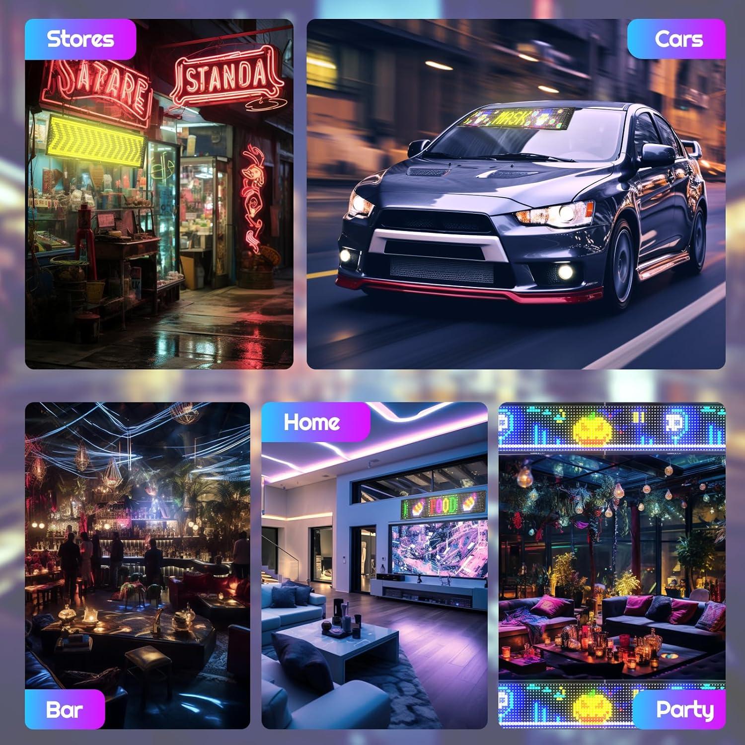 Letrero LED Programable FAHKNS 58.4x12.7cm Bluetooth IP66