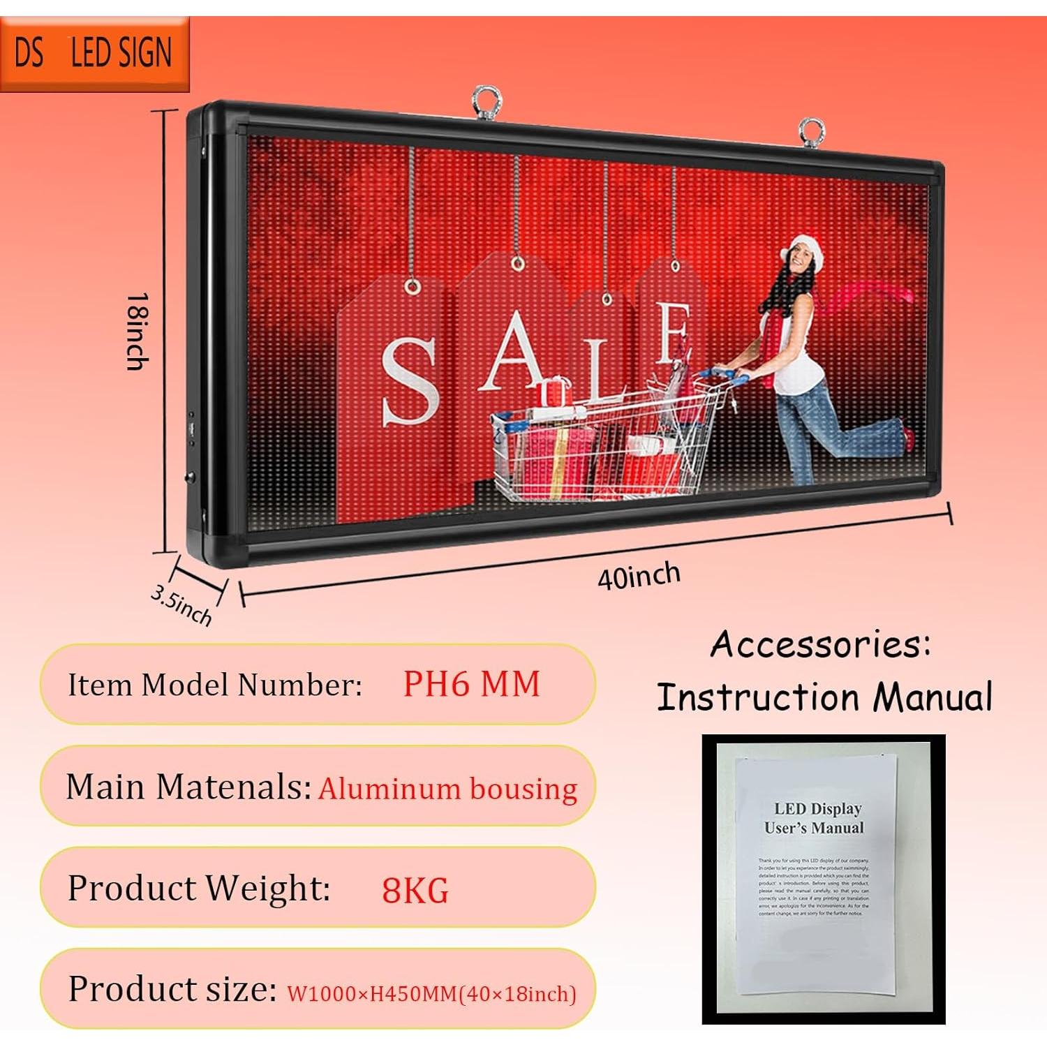 Cartel LED Exterior P6 101.6x45.7cm DS ledsign IP45