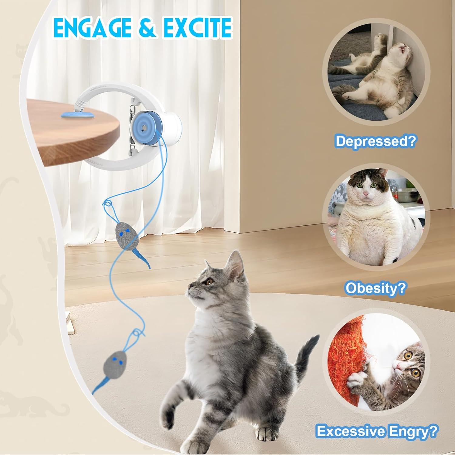 Juguete Interactivo para Gatos Kezlume con 3 Ratones y Cuerda