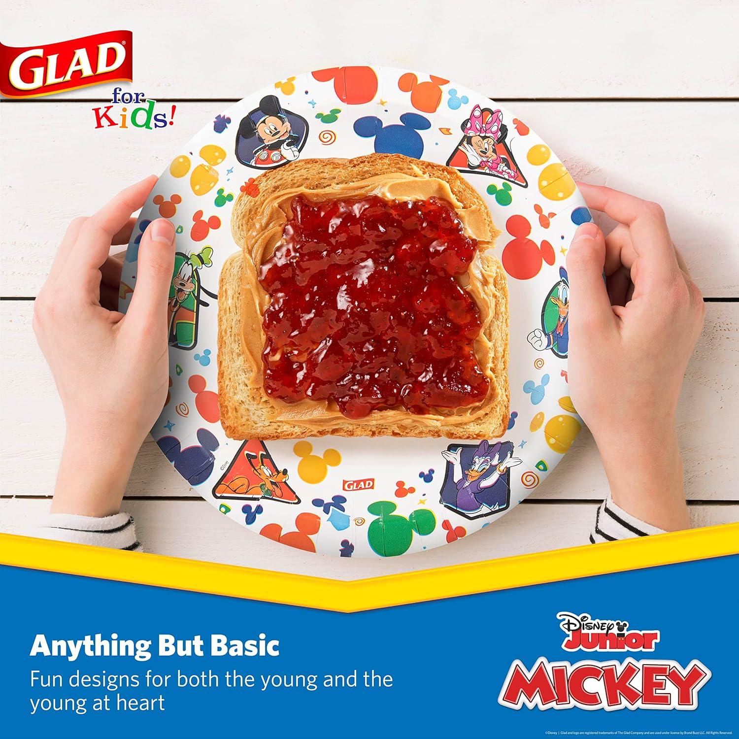 Platos de Papel Desechables Glad Disney Mickey 21.6 cm - 40 Unidades