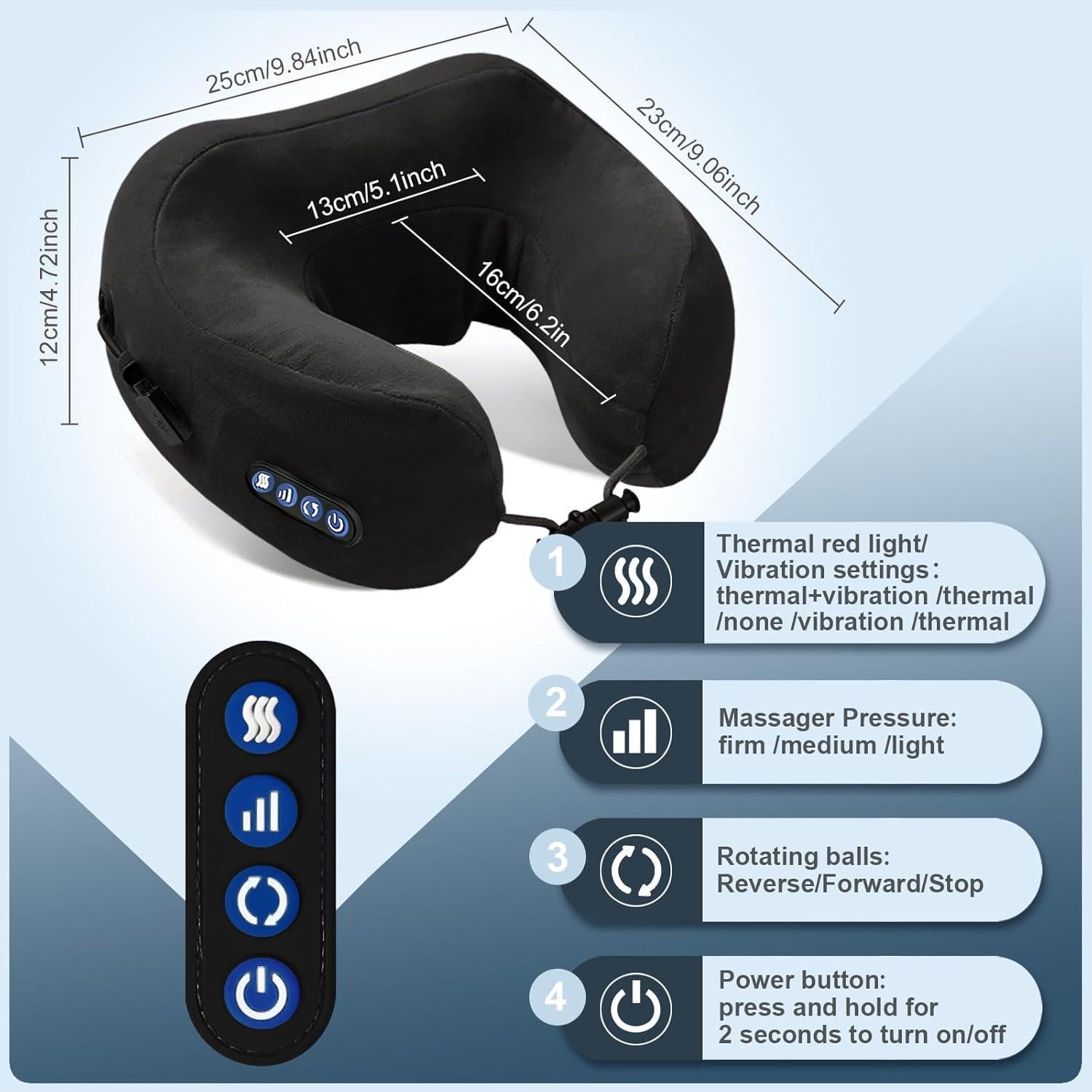Masajeador de Cuello Eléctrico Yincook Shiatsu Calentado Negro
