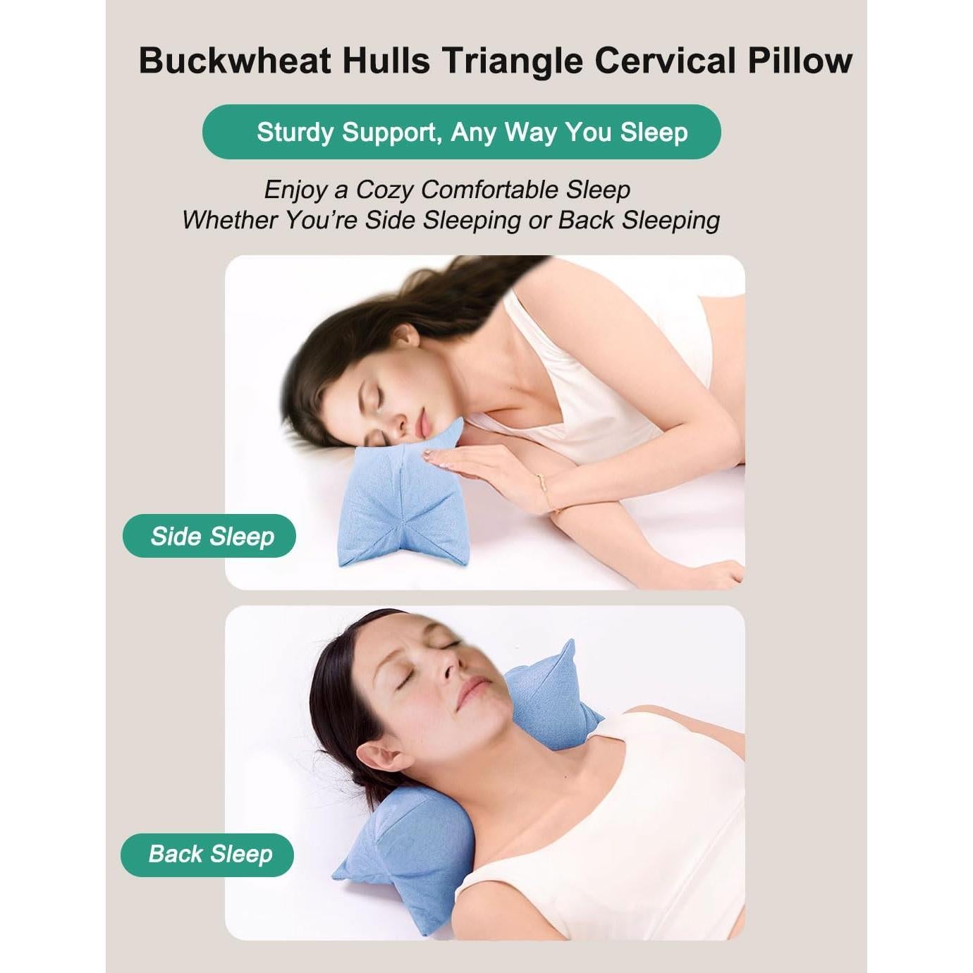 Almohada Cervical de Trigo Sarraceno Edmile 38x13 cm Azul