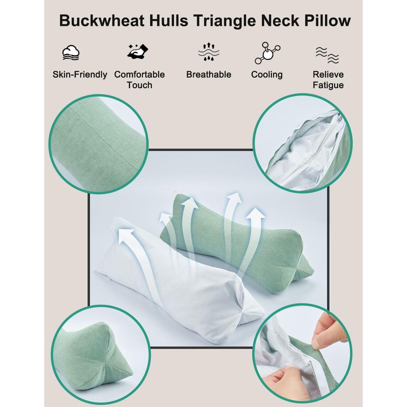 Almohada Cervical de Trigo Sarraceno Edmile 38x13 cm Azul