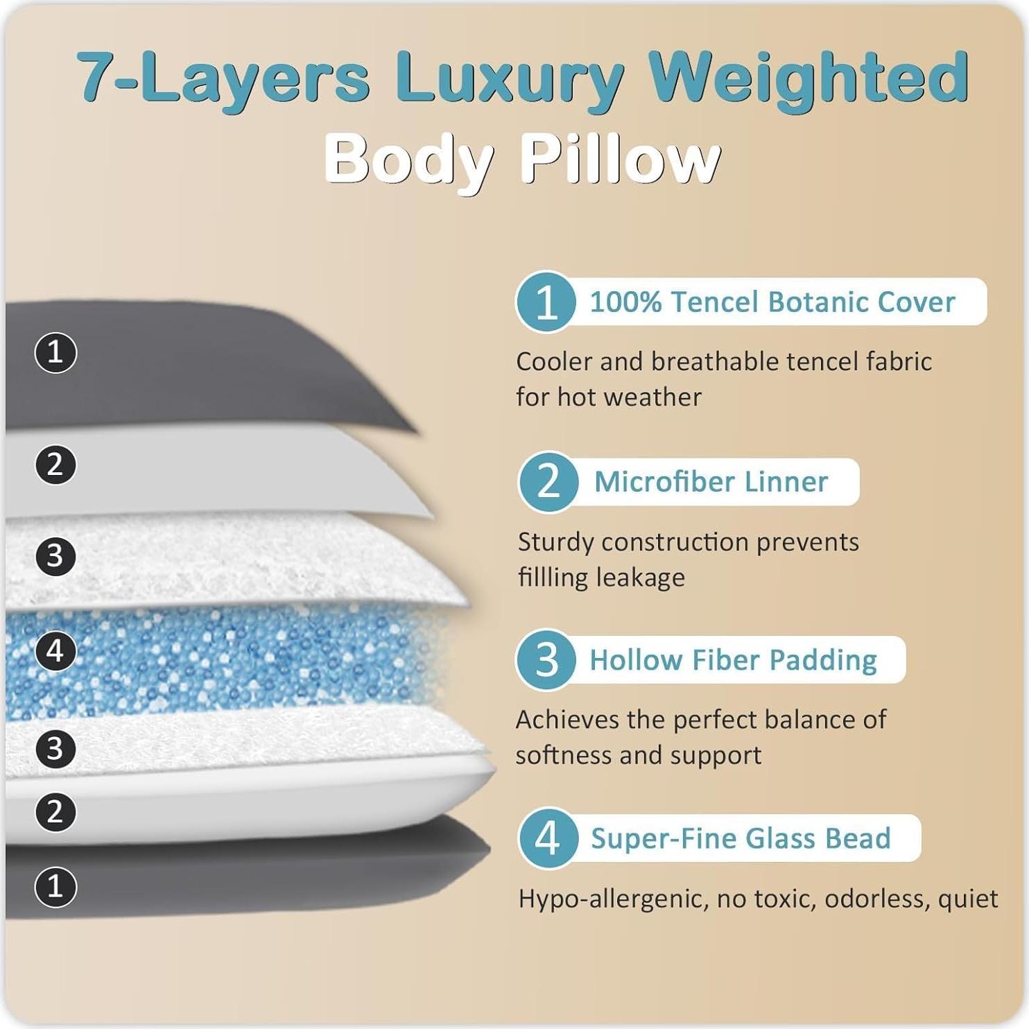 Almohada Corporal con Peso MIOTO 104 cm Tencel Gris