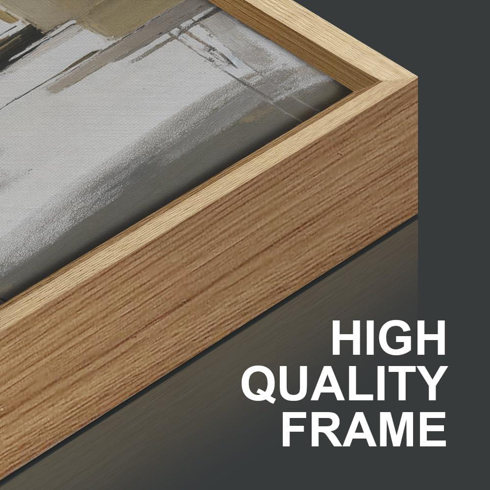 Set de Arte en Lienzo Enmarcado Beige Abstracto SIGNINART 3 Piezas