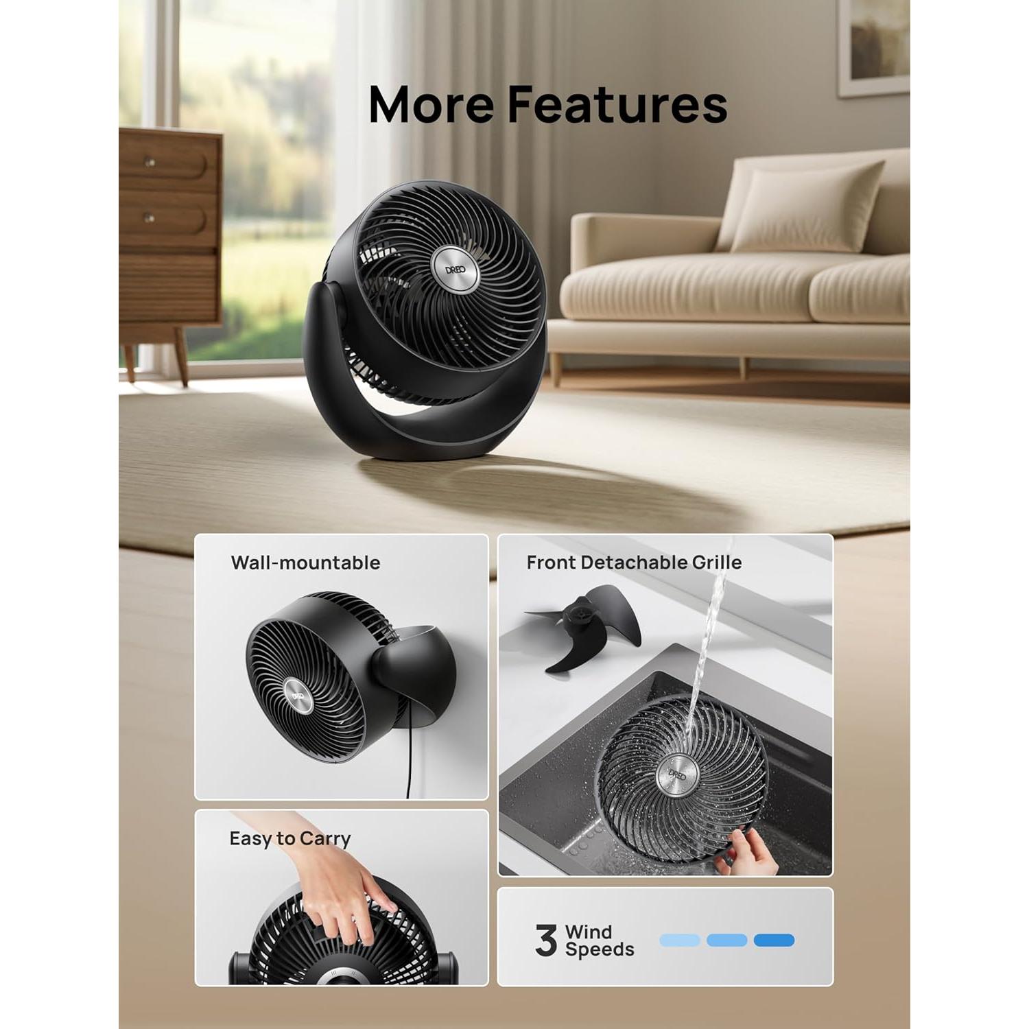 Ventilador de Piso Dreo DR-HAF007 28cm Silencioso 28dB 3 Velocidades